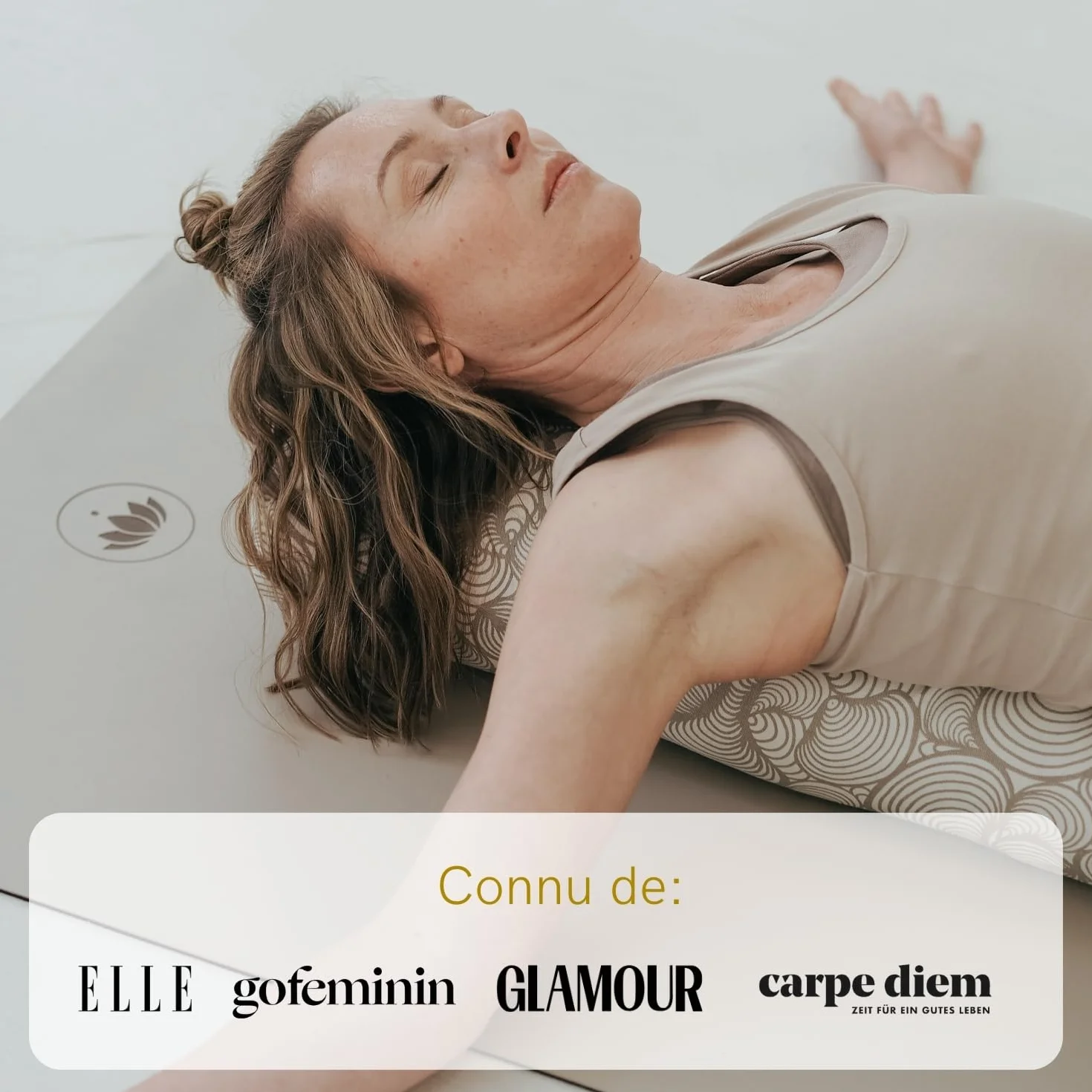 LOTUSCRAFTS Bolster de yoga pour Yin Yoga, rouleau de yoga, housse lavable en coton bio, coussin de yoga avec rembourrage en kapok, rouleau pilates, coussin de medidation