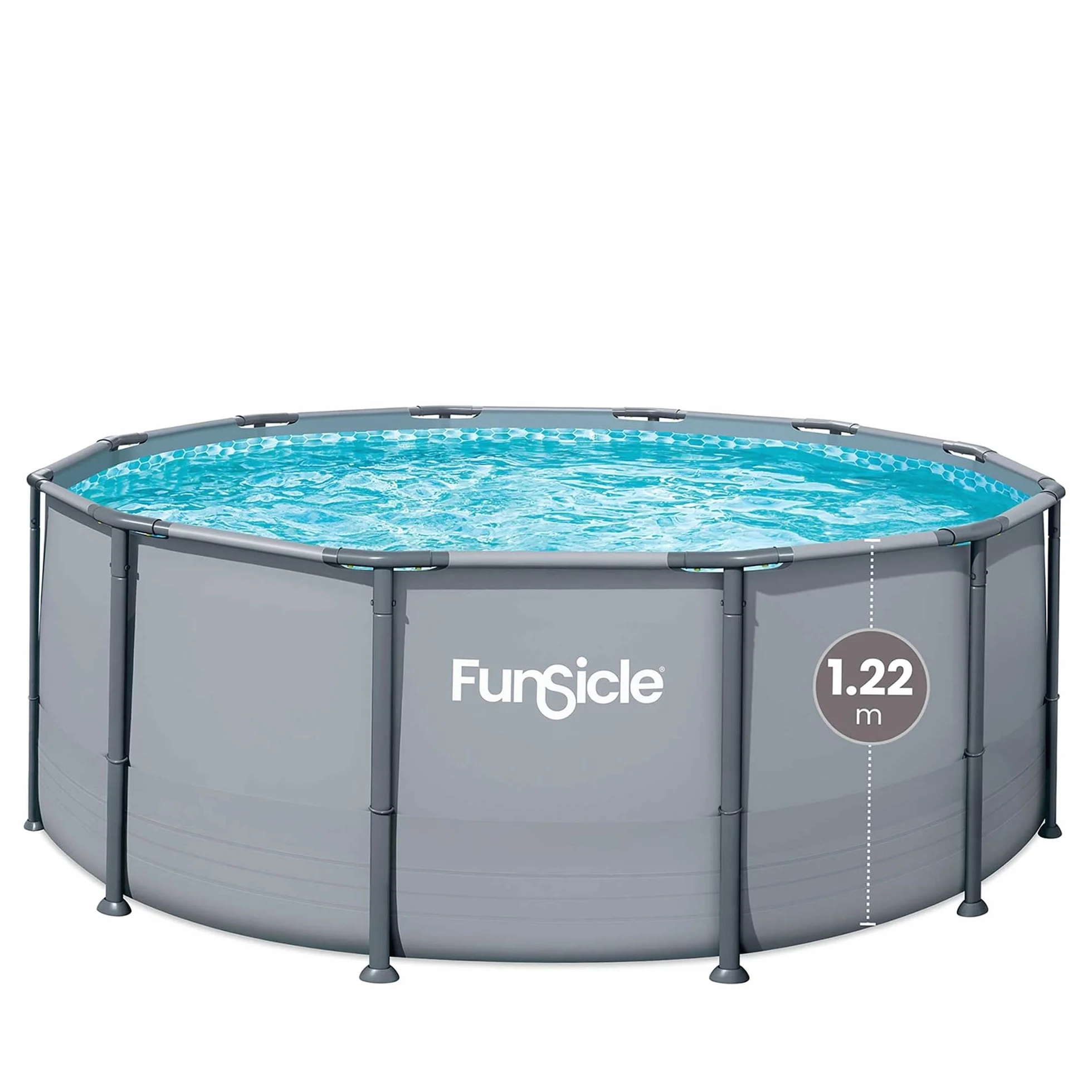 FUNSICLE Piscine Tubulaire Ronde 3,66m x 1,22m Grise
