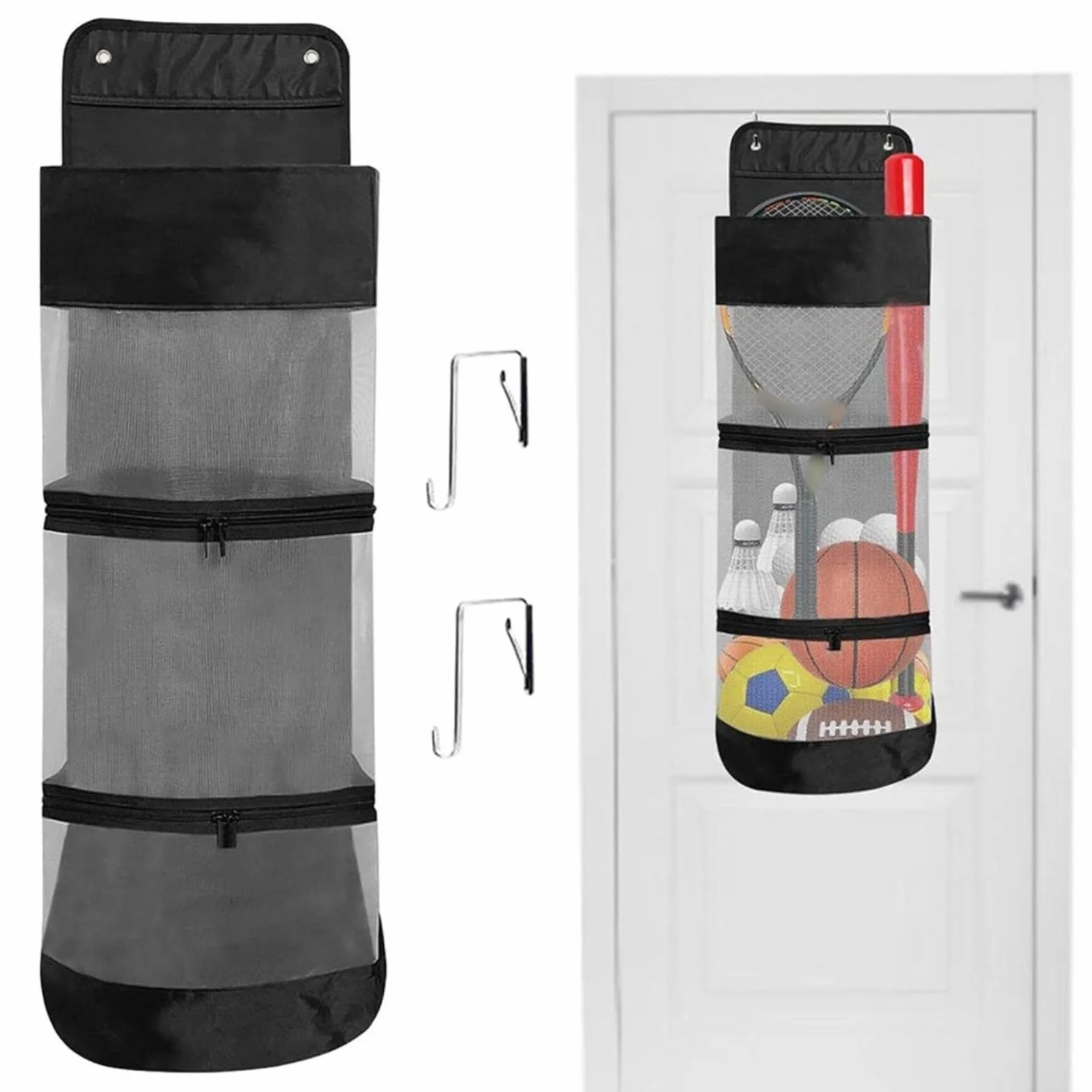 Filet de rangement mural pour ballon de basketball, football, volley-ball, sac de rangement en maille, transparent, 109 cm