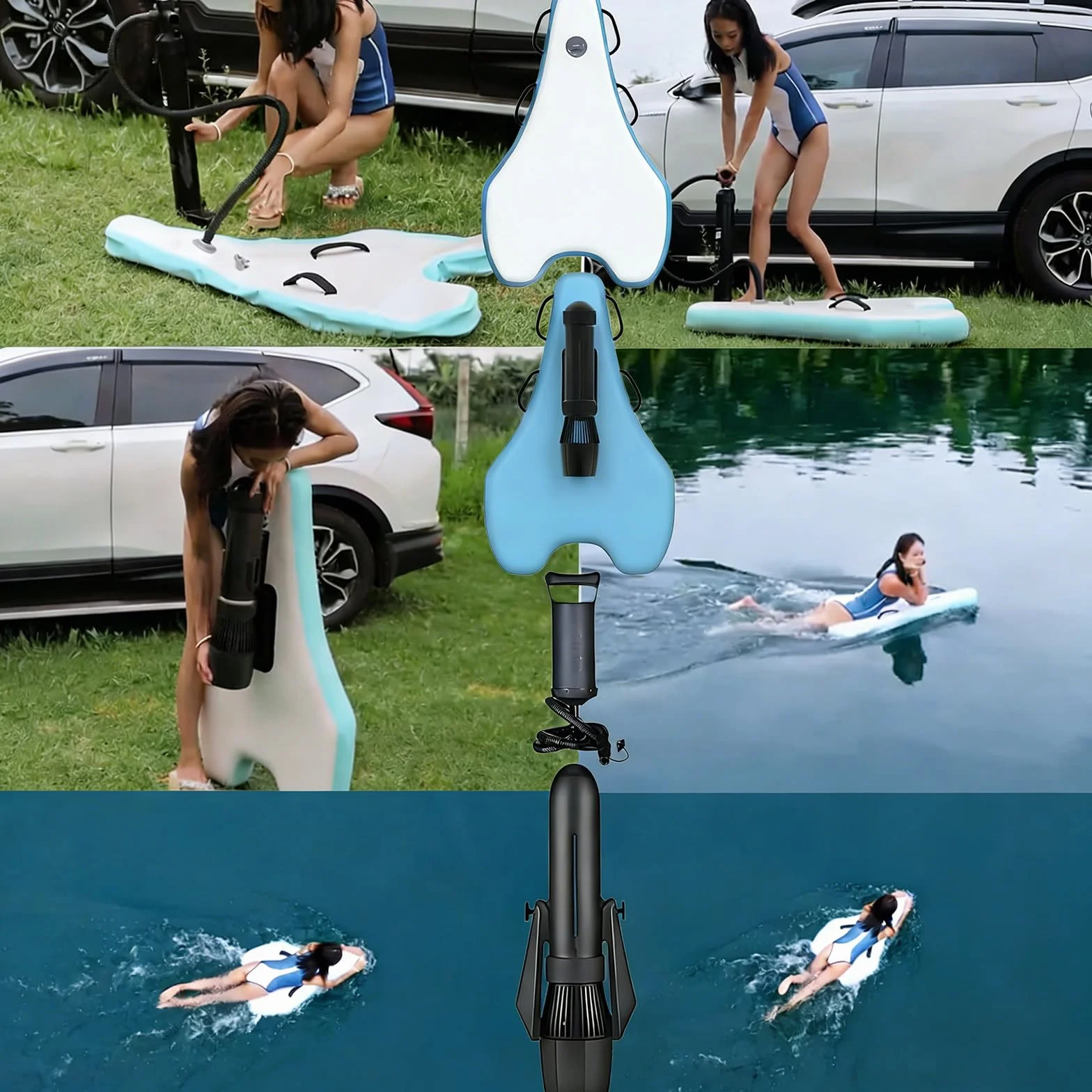 Planche de Surf électrique 500 W / 700 W avec Moteur, propulseur sous-Marin 24 V, Batterie pour ailerons de Surf et de Sup, pour Planche À Pagaie, Kayak, Bateau Pêche 700W
