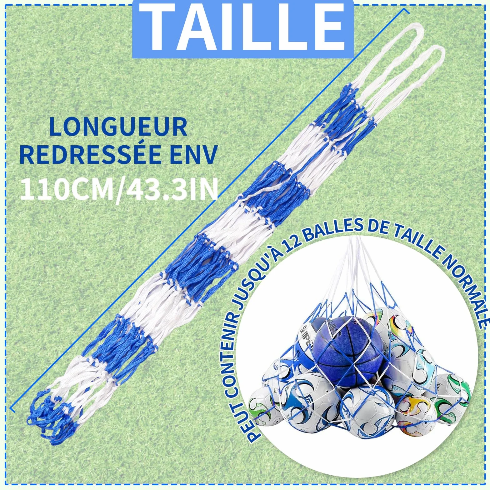 FlyWave Filet Ballon de Foot, Sac à Ballon, Rangement Ballon, Filet Pare Ballon, Sac Ballon de Basket, Filet de Foot, 1-10 Ballons, Nylon Réutilisable