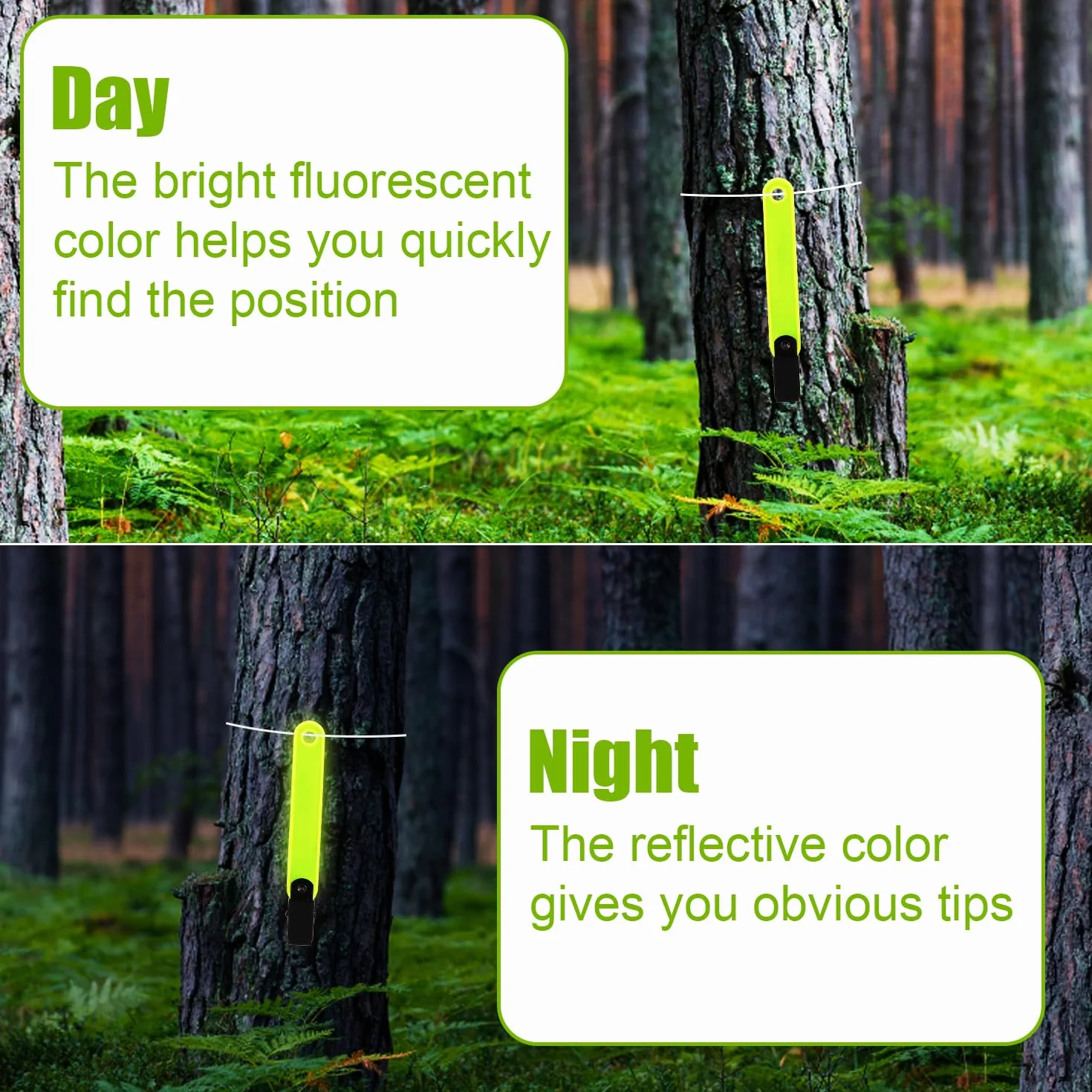 XIHIRCD 24pcs Marqueurs de Sentier Réfléchissants Jaune Fluorescent avec Clips Jour et Nuit