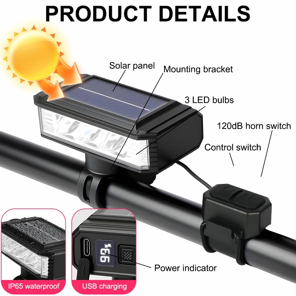 Lumiere Velo Avant et Arrière, Éclairage Avant et Arrière pour Vélo Rechargeable USB, Lampe Velo LED Lumineux, 5+4 Modes pour VTT Course Cycliste Trotinette Électrique