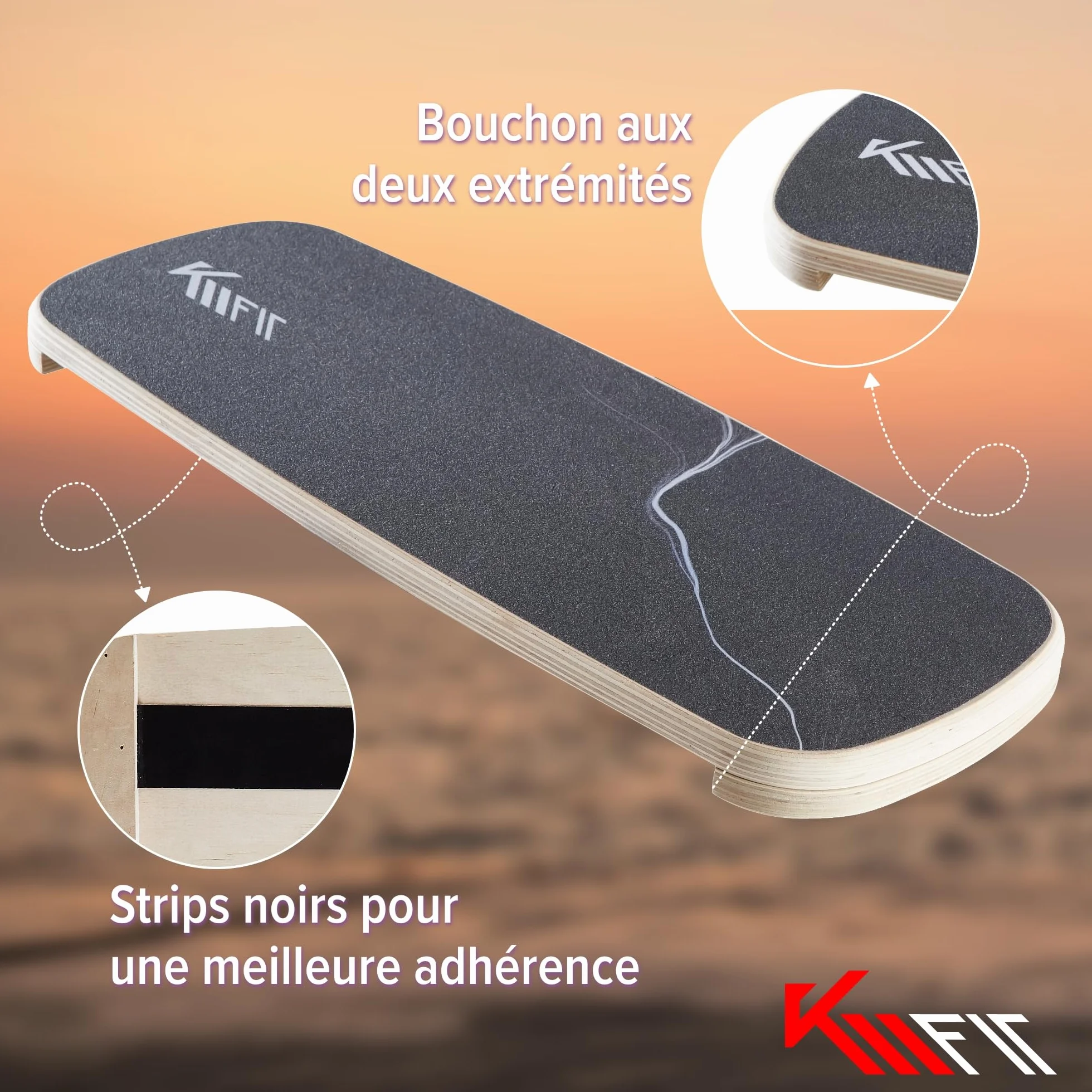 Planche d'équilibre en bois KM-Fit pour entraînement de force et équilibre