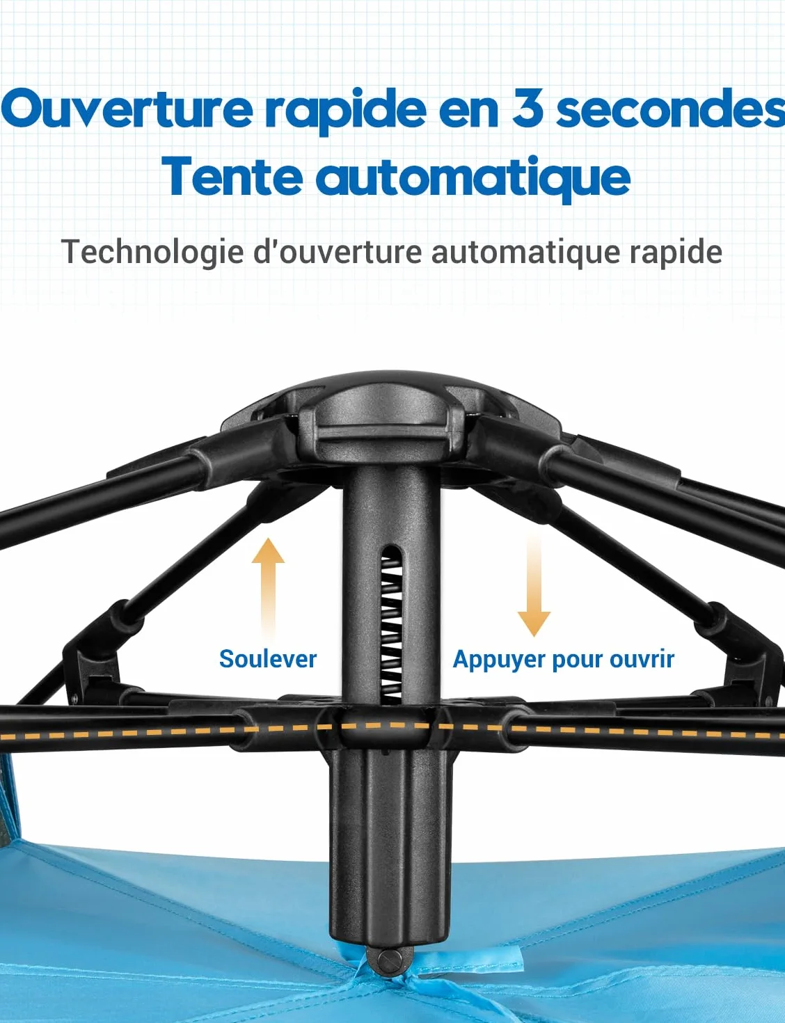 Glymnis Tente de Plage Quick Up Tente de Plage Automatique Protection UV 50+ Protection Contre Le Vent avec système Quick Up Petite Taille repliée pour 4 à 5 Personnes