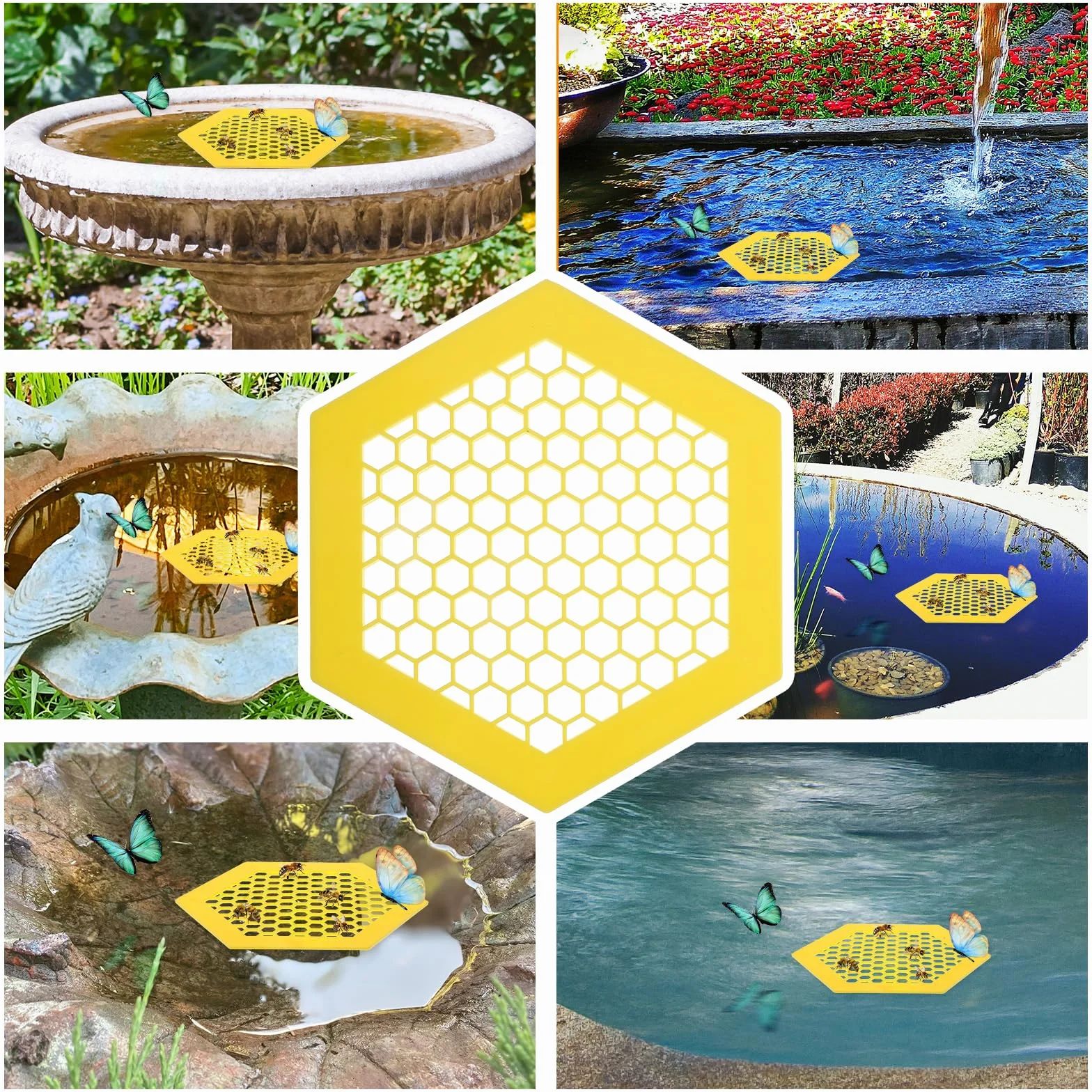 Lot de 4 îles flottantes pour abeilles 18 cm mangeoire abeilles arroseur insectes station eau papillon décoration jardin extérieur pollinisateurs