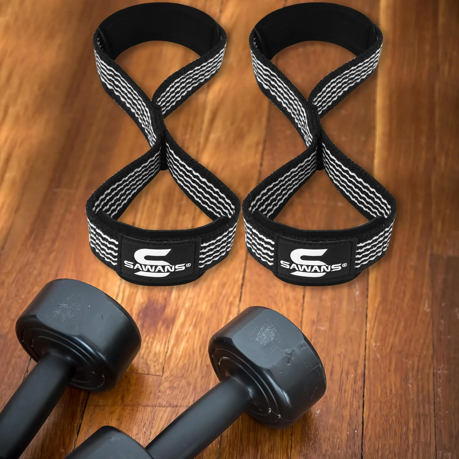 Sangles de levage rembourrées avec poignée en forme de 8 sangles de poignet robustes à double boucle pour entraînement de musculation, barre de main antidérapante pour soulevé de terre, poignets