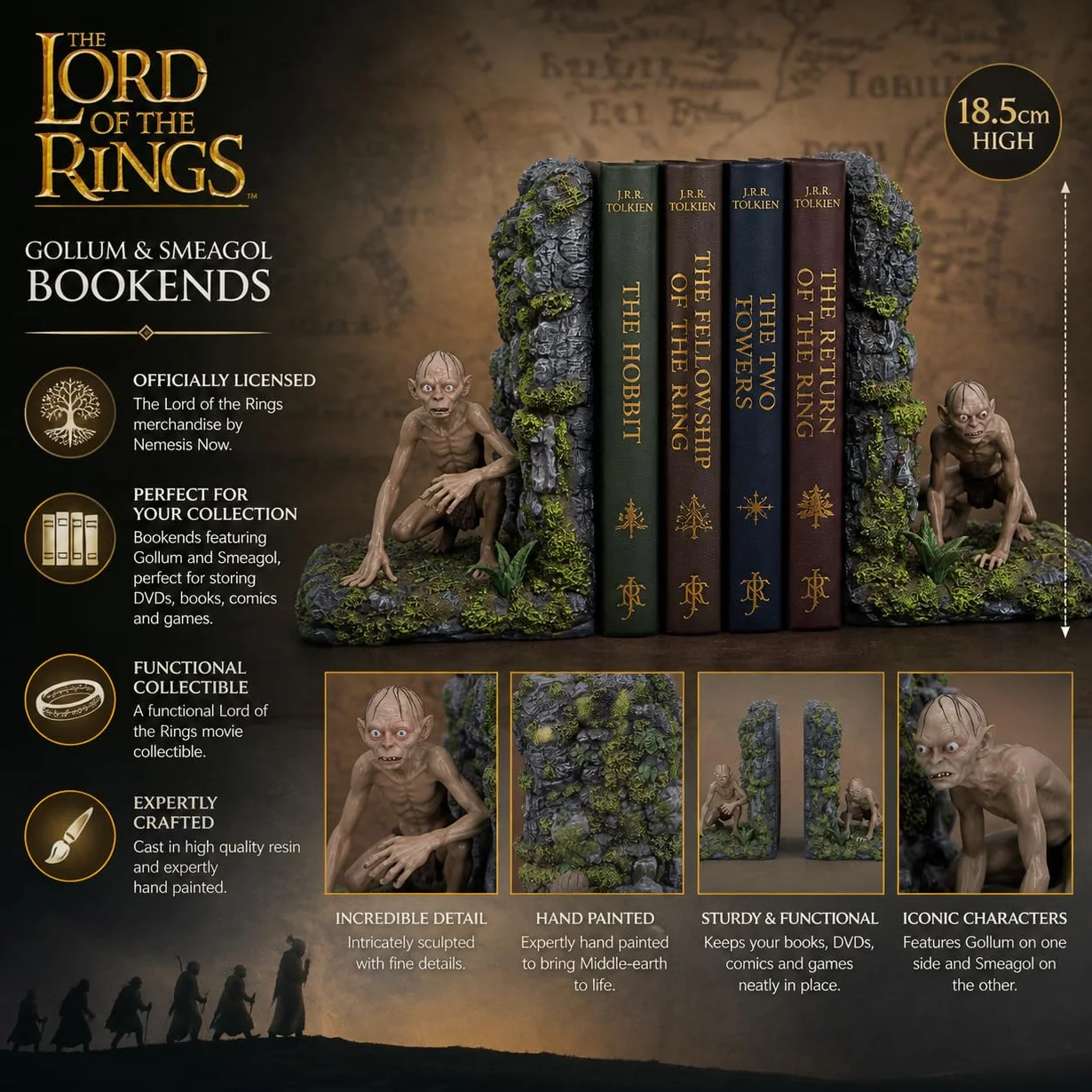 Nemesis Now Lord of the Rings Fermalibri Gollum e Smeagol, ikoniczne rzeźby postaci Tolkiena, dekoracja Śródziemia, oficjalna kolekcja