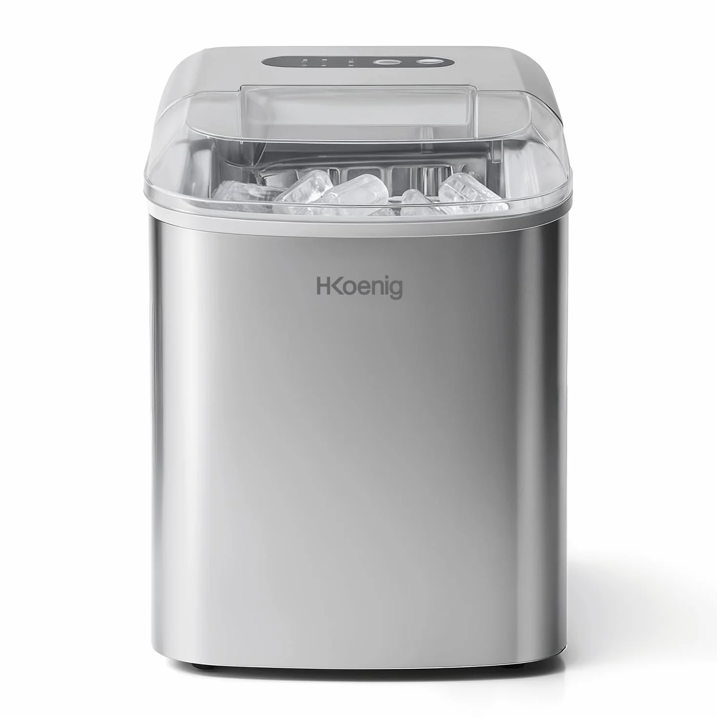 H.Koenig Machine à Glaçons KB14 Rapide 12kg/24h 9 Glaçons 6 min Réservoir 2,1L 2 Tailles Écran LCD Autonettoyante Inox