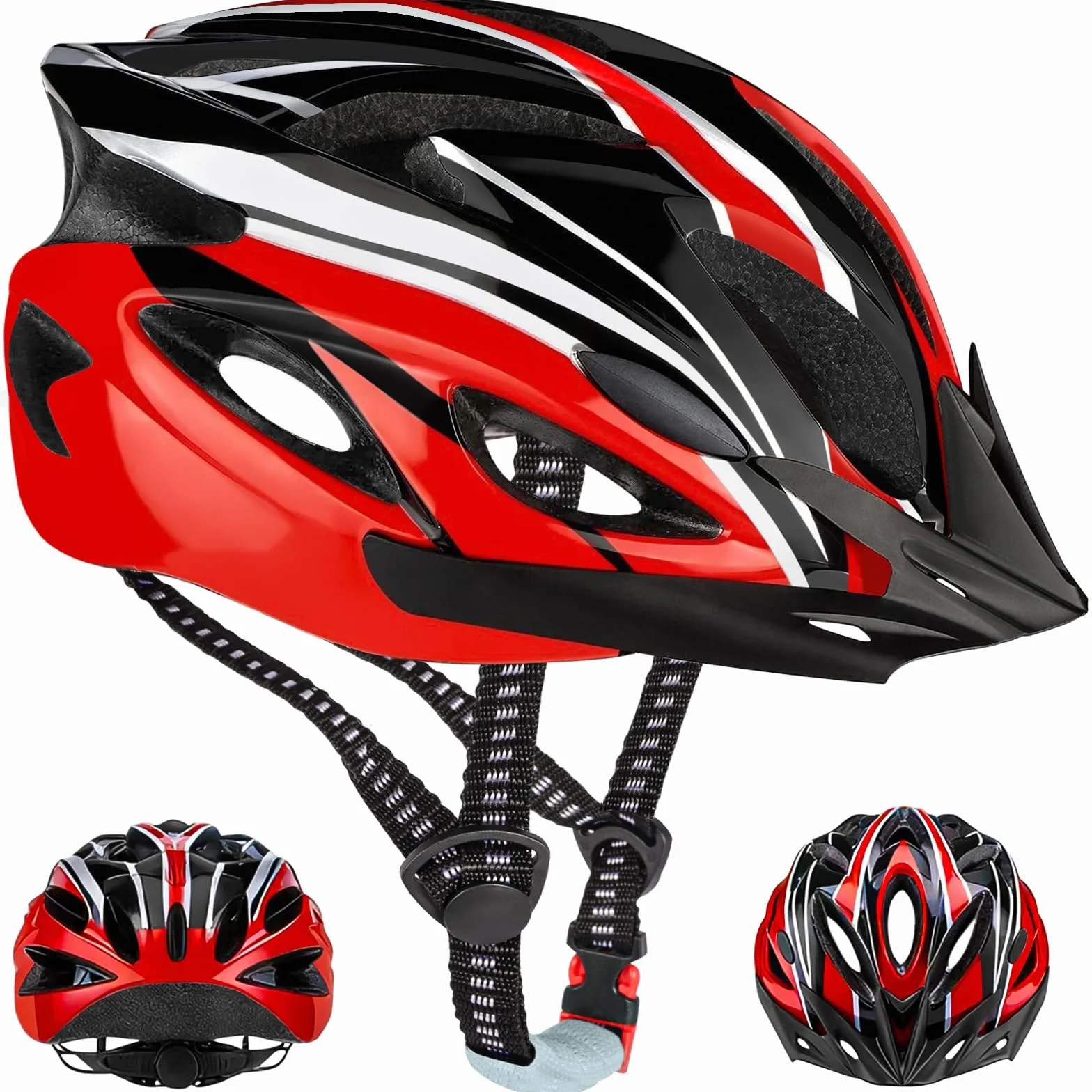 Casque Vélo Adulte Homme Femme, Casque VTT Mountain Bike avec Mousse EPS & Coque PC, Visière Amovible & Système Réglable 52-62cm, Léger Casque de Vélo de Route pour Vélo Électrique Ville
