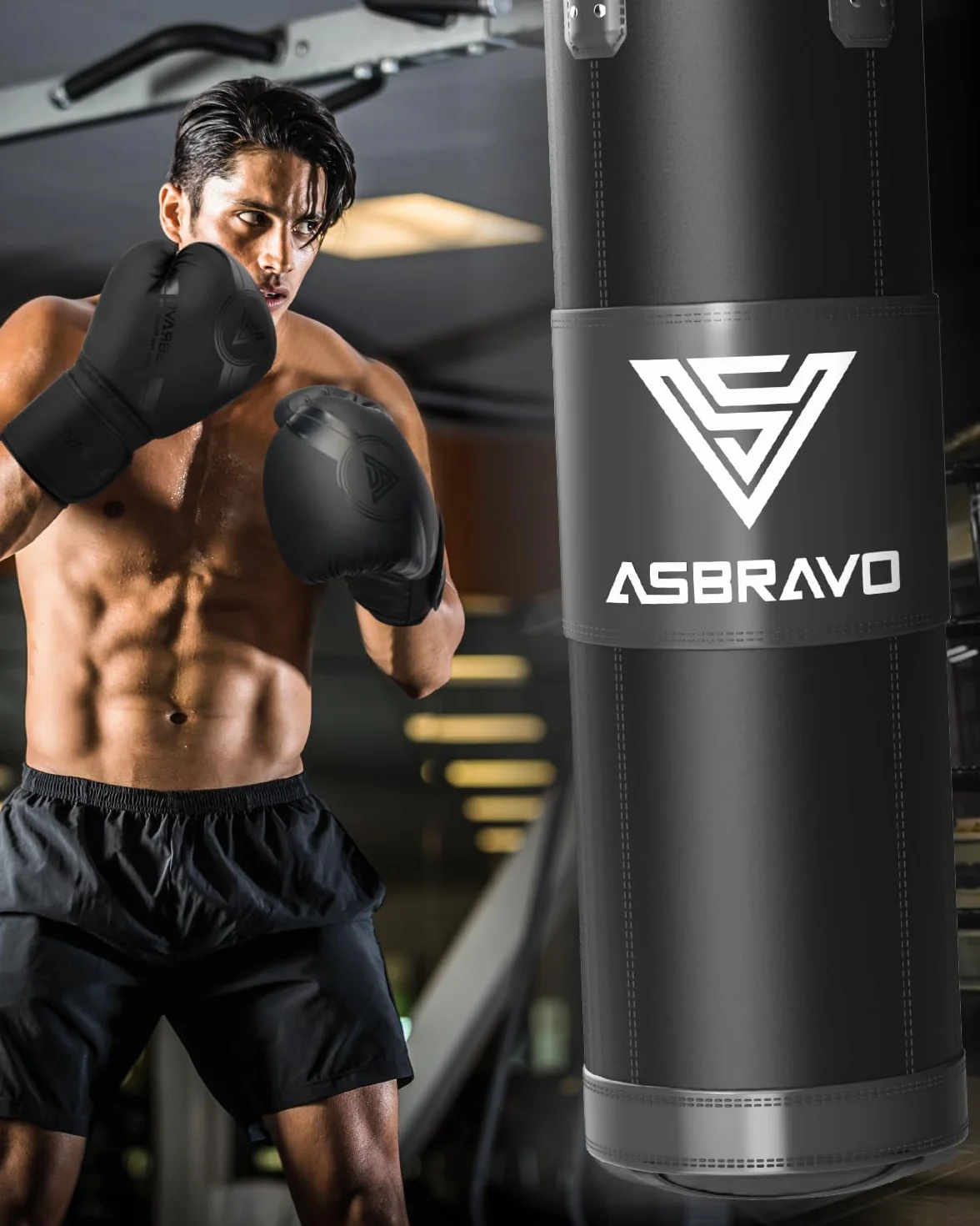 Sac de frappe pour adultes, 1,2 m Oxford lourd sac de boxe ensemble gants 340,2 g pour MMA, Muay Thai, kickboxing, entraînement à domicile, arts martiaux (non rempli)
