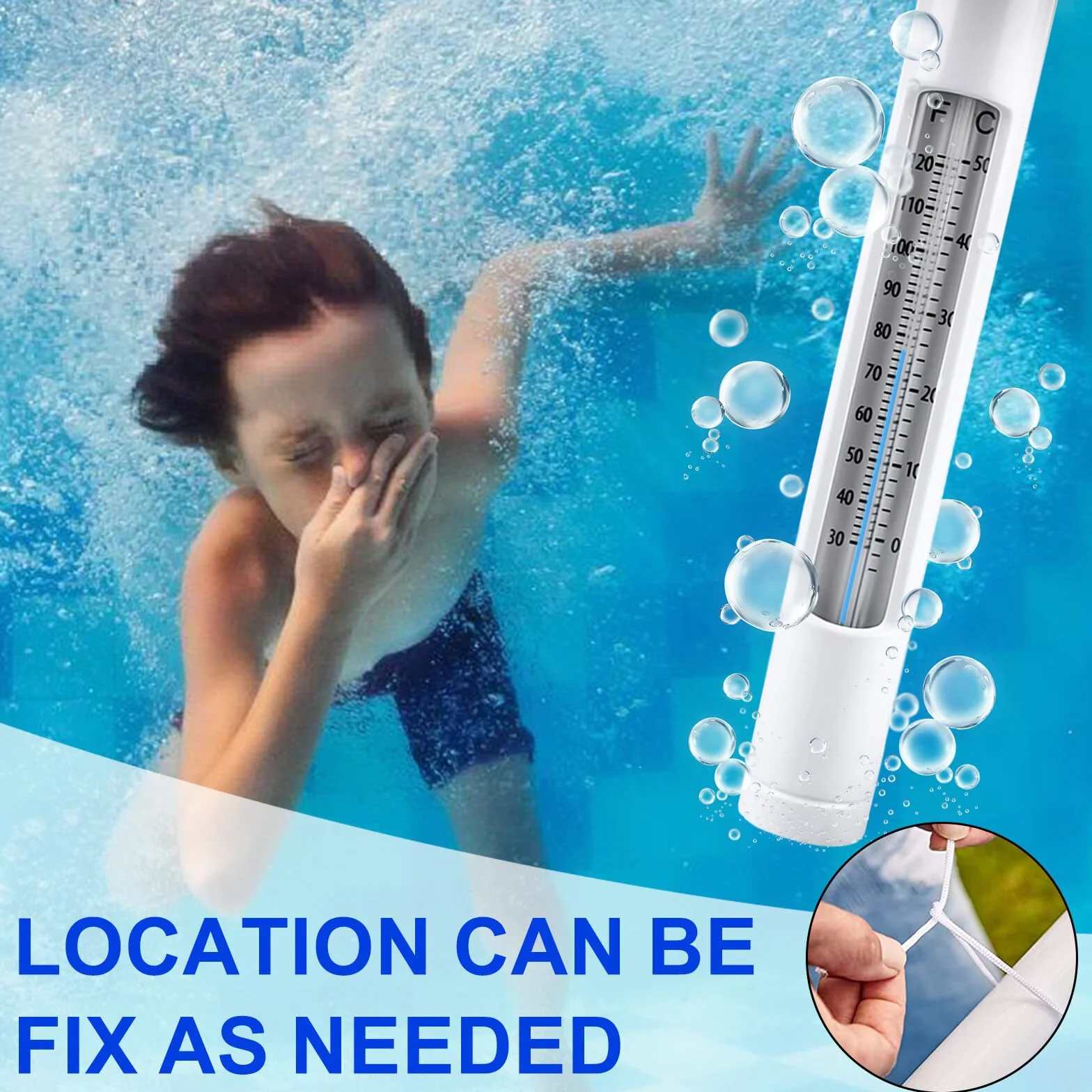 Thermomètre flottant piscine incassable jaune pour spa, aquarium