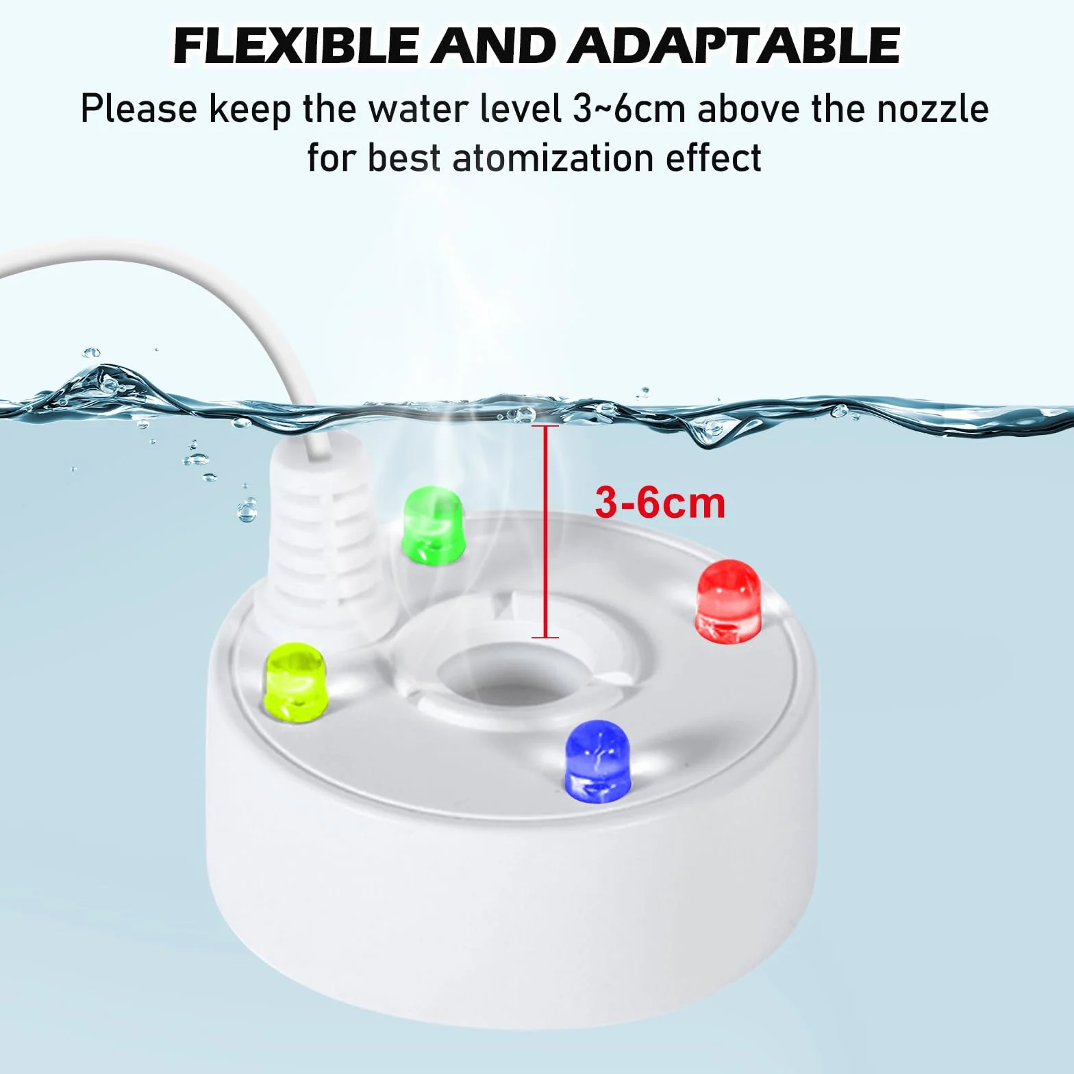 BORDEAG 2 Pièces Brumisateur À Ultrasons 5 V Mini Machine À Brouillard Fontaine d'eau USB pour Étang Aquarium Jardin