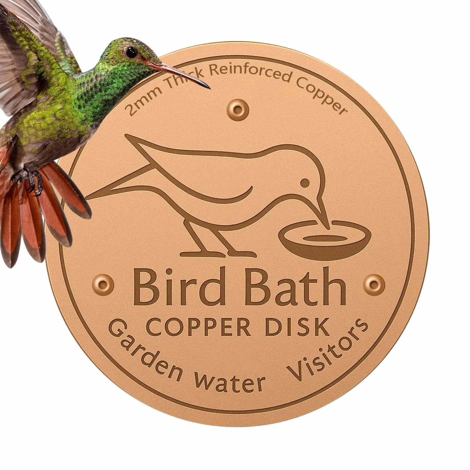 Disque en Cuivre pour Bain d'Oiseaux avec Support à Trois Points, Base Antidérapante