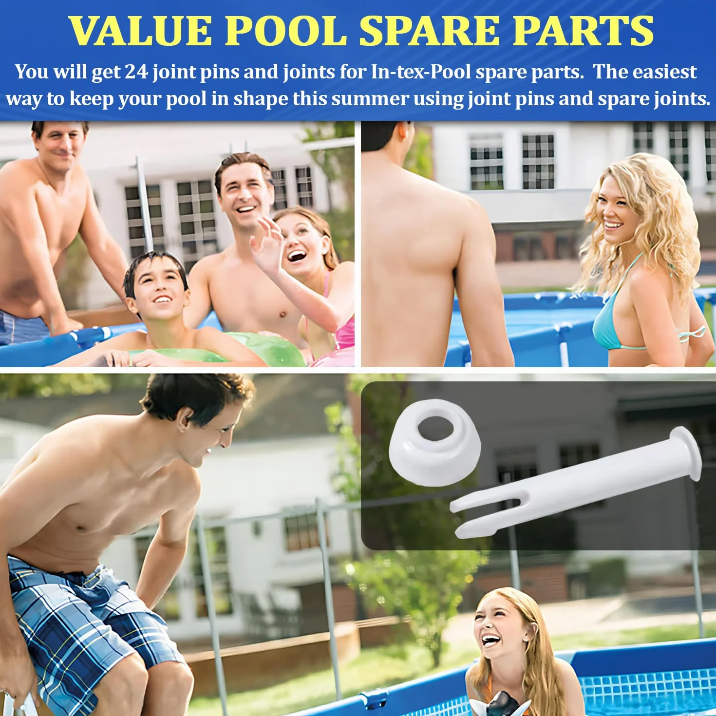 Goupilles de Piscine Intex Plastique 24 PCS Broche pour Cadre