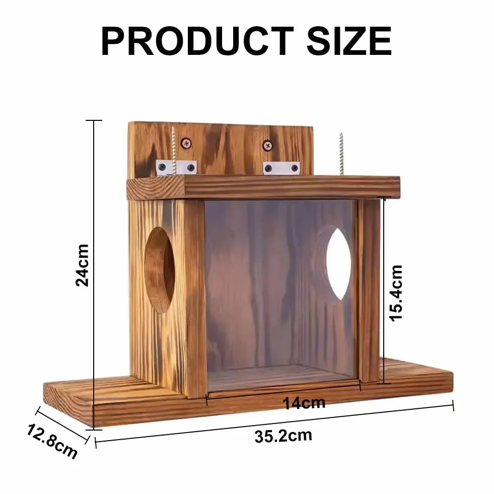 Mangeoire pour Écureuil en Bois pour Jardin Extérieur et Balcon