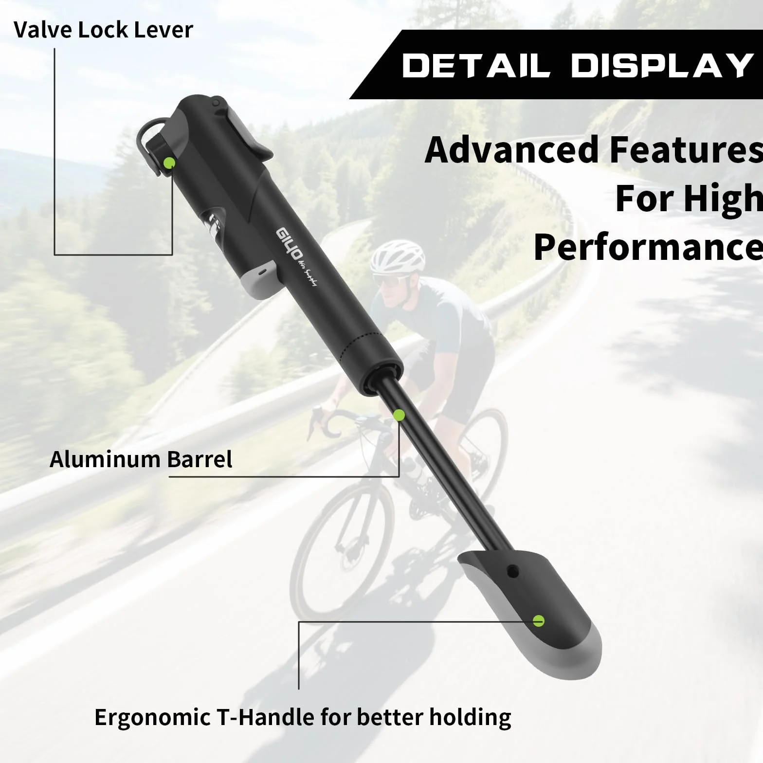 Pompe a Velo, Mini Pompe Ballon Haute Pression Main 100 PSI avec Support pour Vélo, Compatible avec Les Valves pour Vélo de Route, VTT, Ville et Électriques Portable Compacte Accessoire