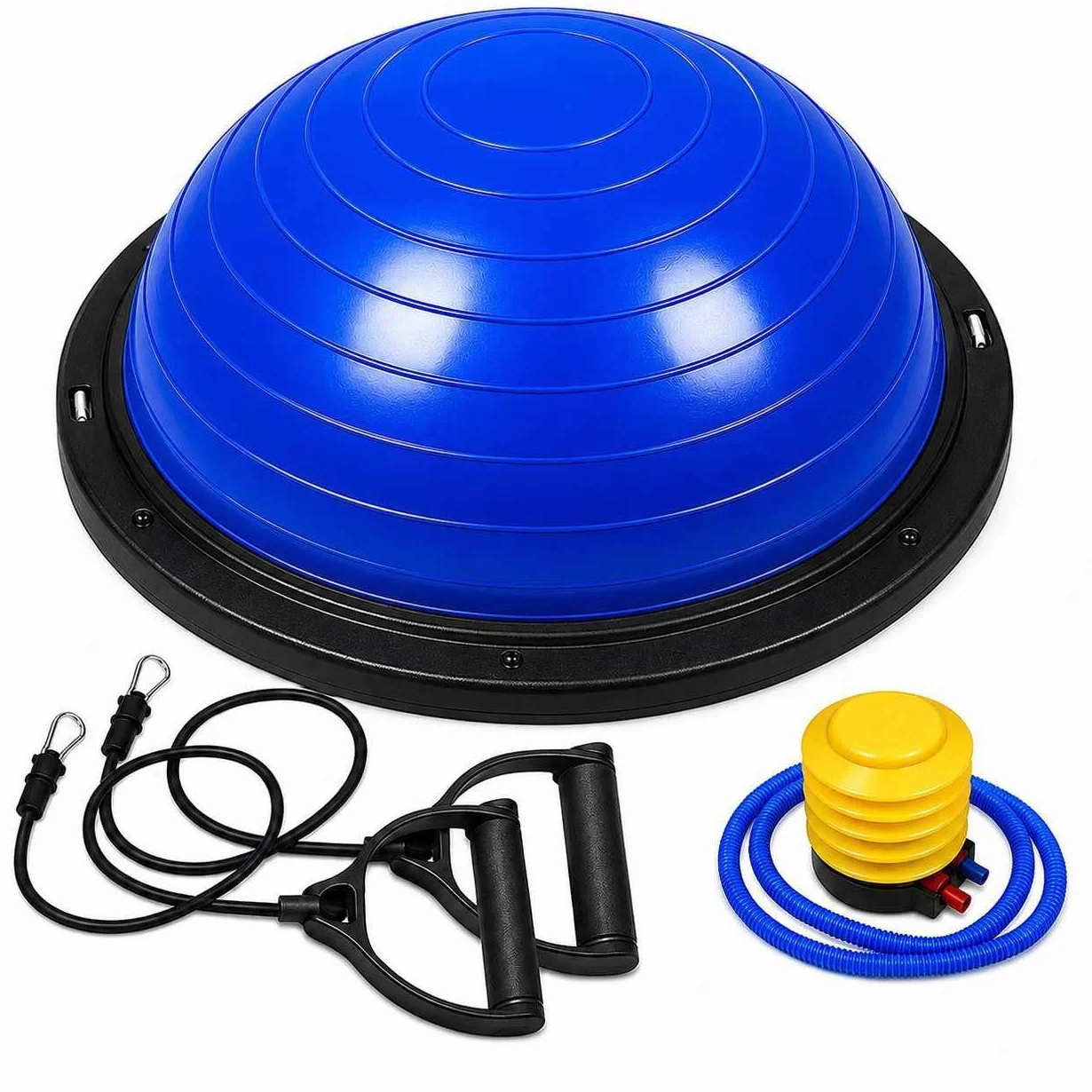Demi Ballon Equilibre, Demi Sphere, Pliométrie, Proprioception, Antidérapant avec Gonfleur et Bandes de Résistance