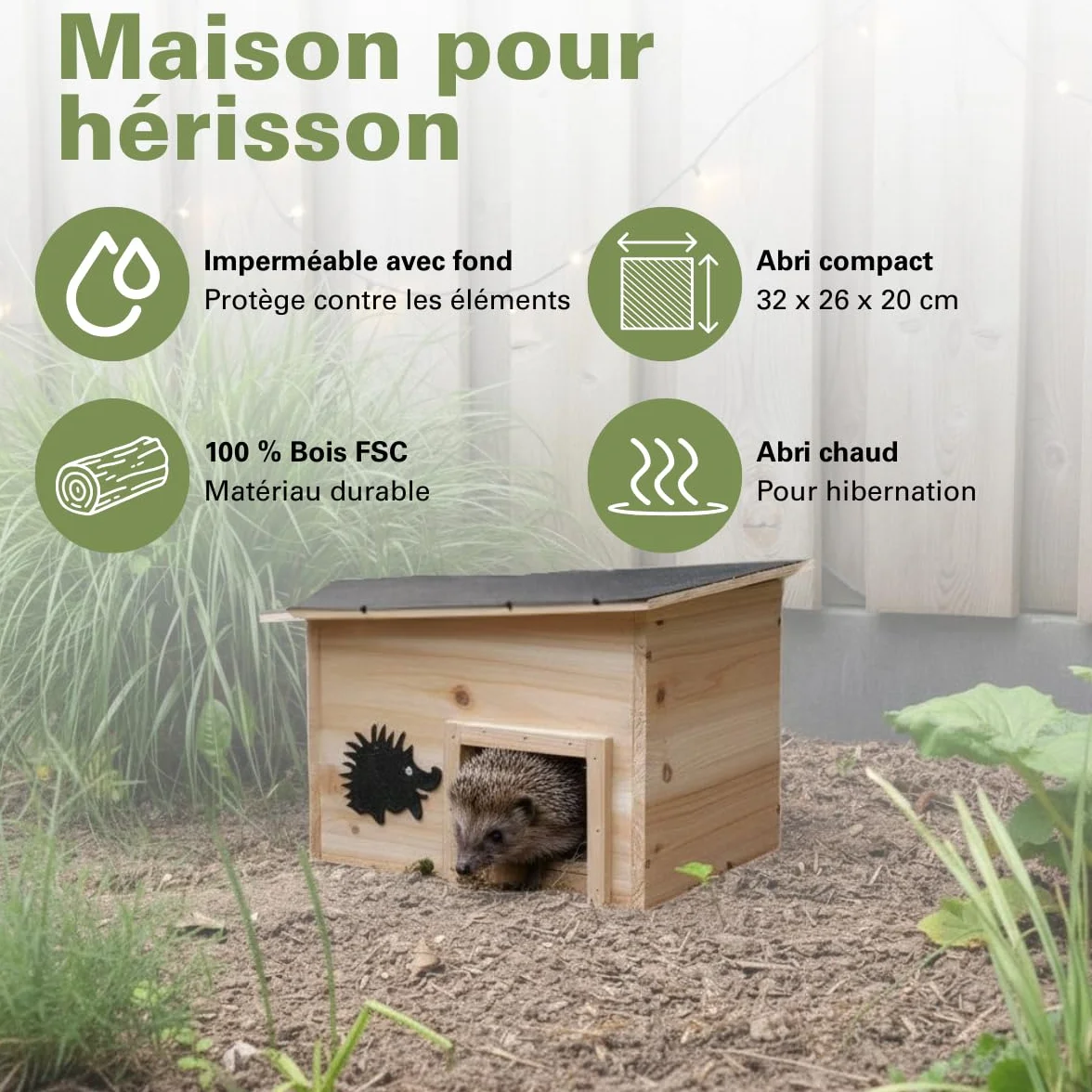 Maison pour hérisson en Bois FSC 100% - Maison pour Cochon d'Inde