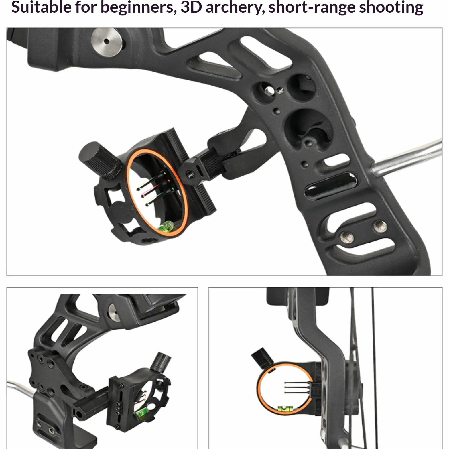 Tir à l'arc Viseur d'arc à Poulies 3 Broches Micro Ajuster 3 Pin Bow Sight Visières pour Arc Composé Alliage d'aluminium Visée d'arc pour la Pratique du Tir à la Cible