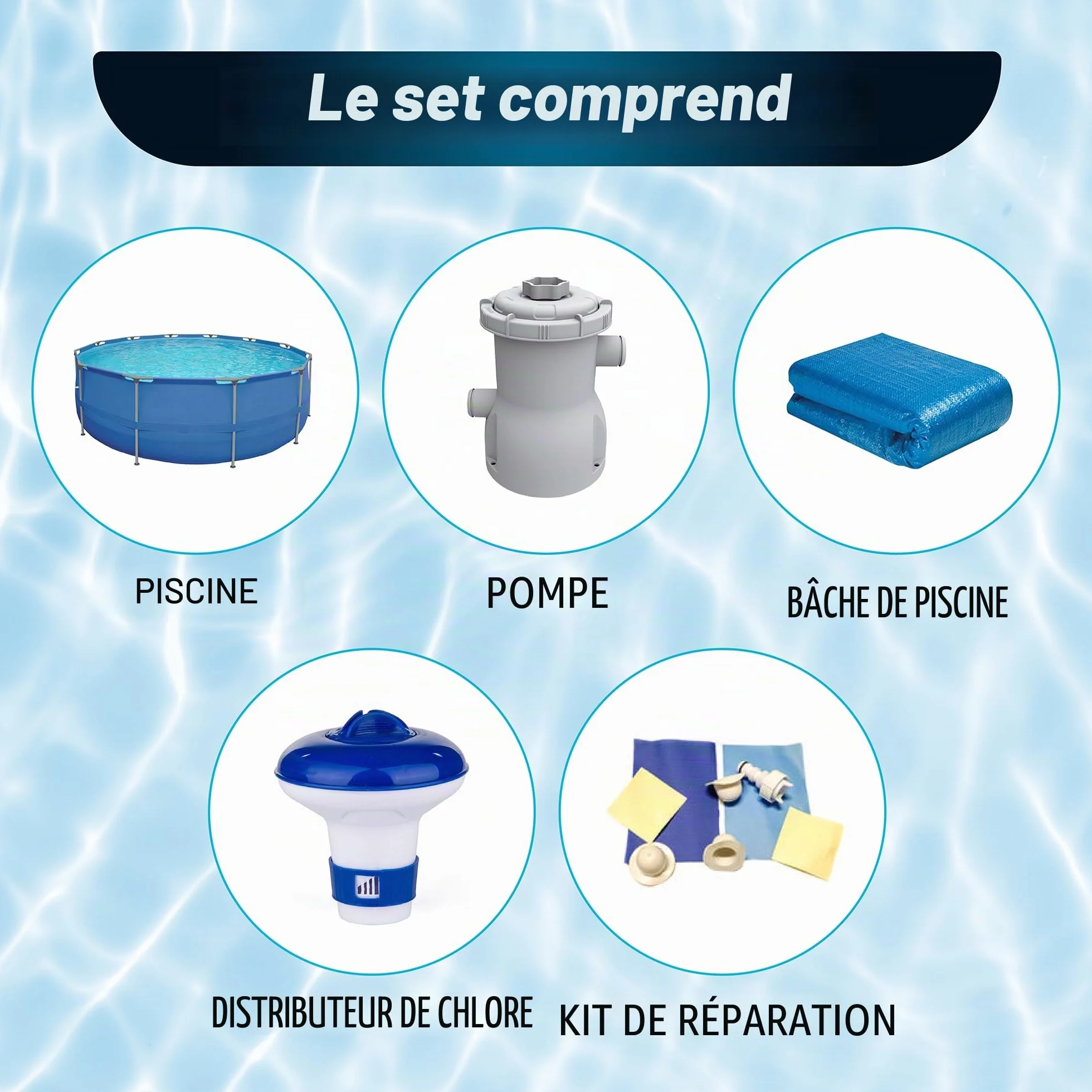 Piscine de Jardin Kit Complet Pompe de Filtration Diamètre 300 x 76 cm Cadre Rond Acier