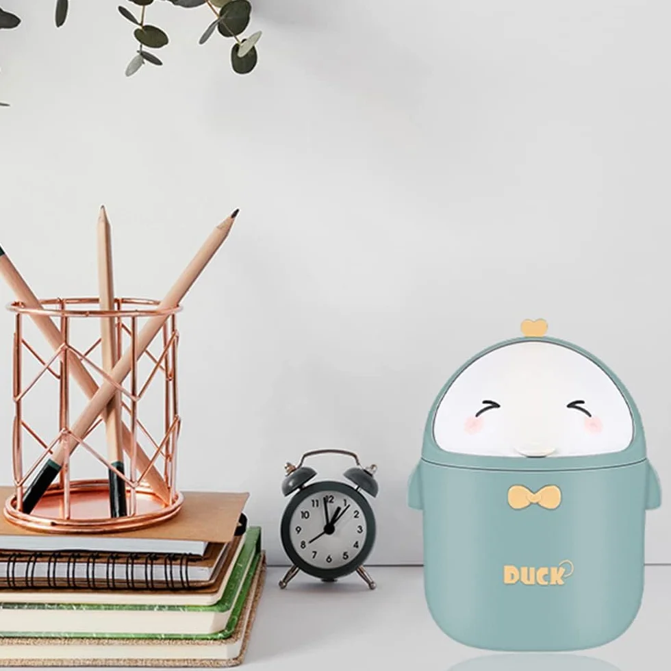 Mini Poubelle avec Couvercle, Mignon Poubelle de Bureau en Dessin Animé, Mini Poubelle de Table