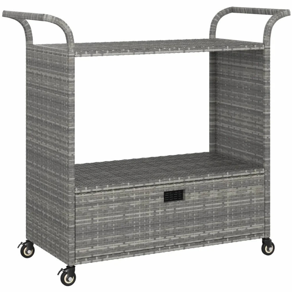 Chariot de Bar Résine tressée Gris 100x45x97 cm avec tiroir
