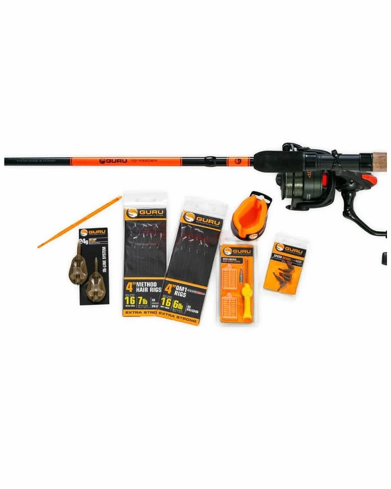 Guru GRD272 Kit de pêche canne à pêche 3 m moulinet 4000 lancement 1-40 g pointe carquois 42,5 g ligne 2,7 kg 2 bas de ligne