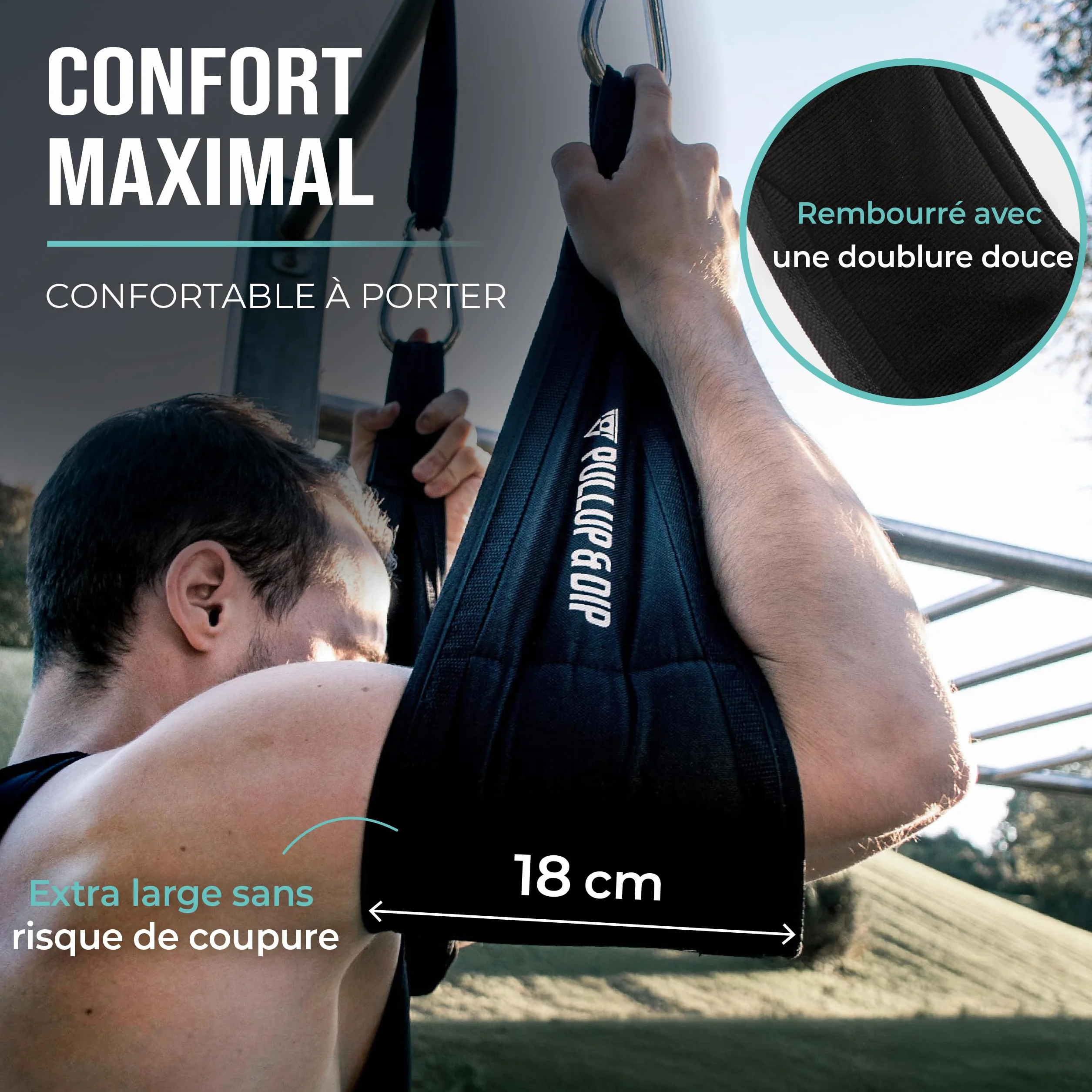 PULLUP & DIP Sangles Abdominaux, Sangles Abdominales pour Entraînement Abdominal, Sling Musculation pour Barre de Traction, Set de Deux Ab Straps avec Rembourrage Doux pour Fitness et Calisthenics