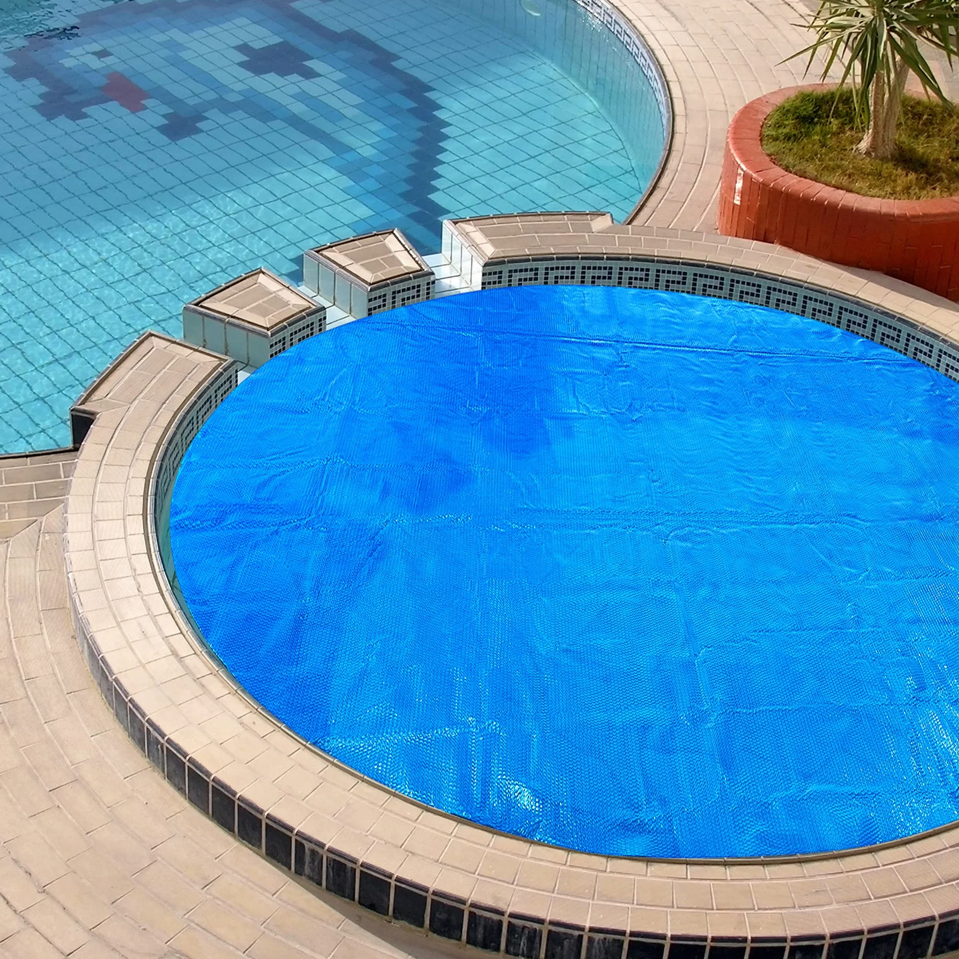 Arebos Couverture Solaire à Bulles pour Piscine Ronde 3,6 m 400 µ Polyethylen
