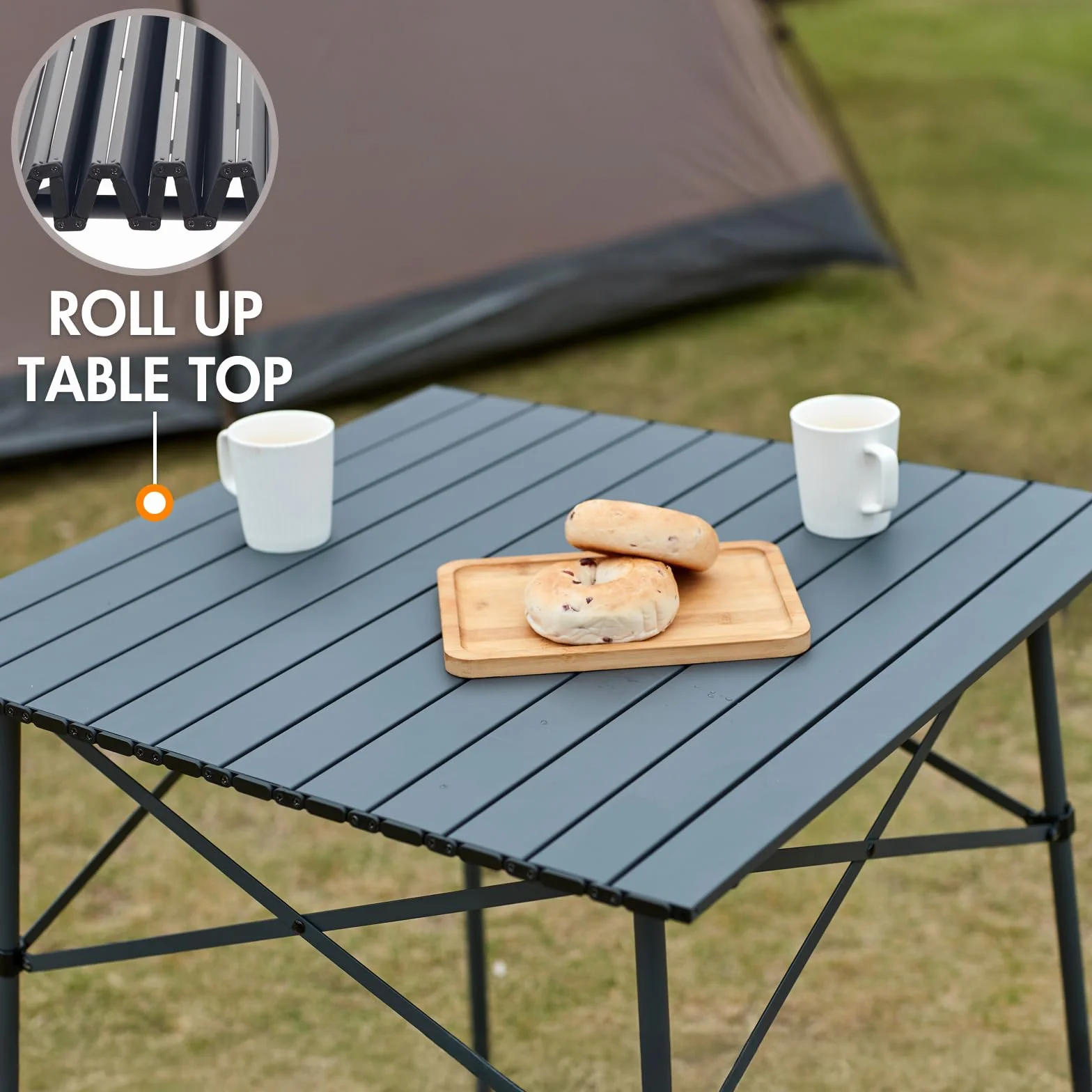 Table de camping pliante carrée en aluminium 70 x 70 cm pour 4 personnes avec sac de transport