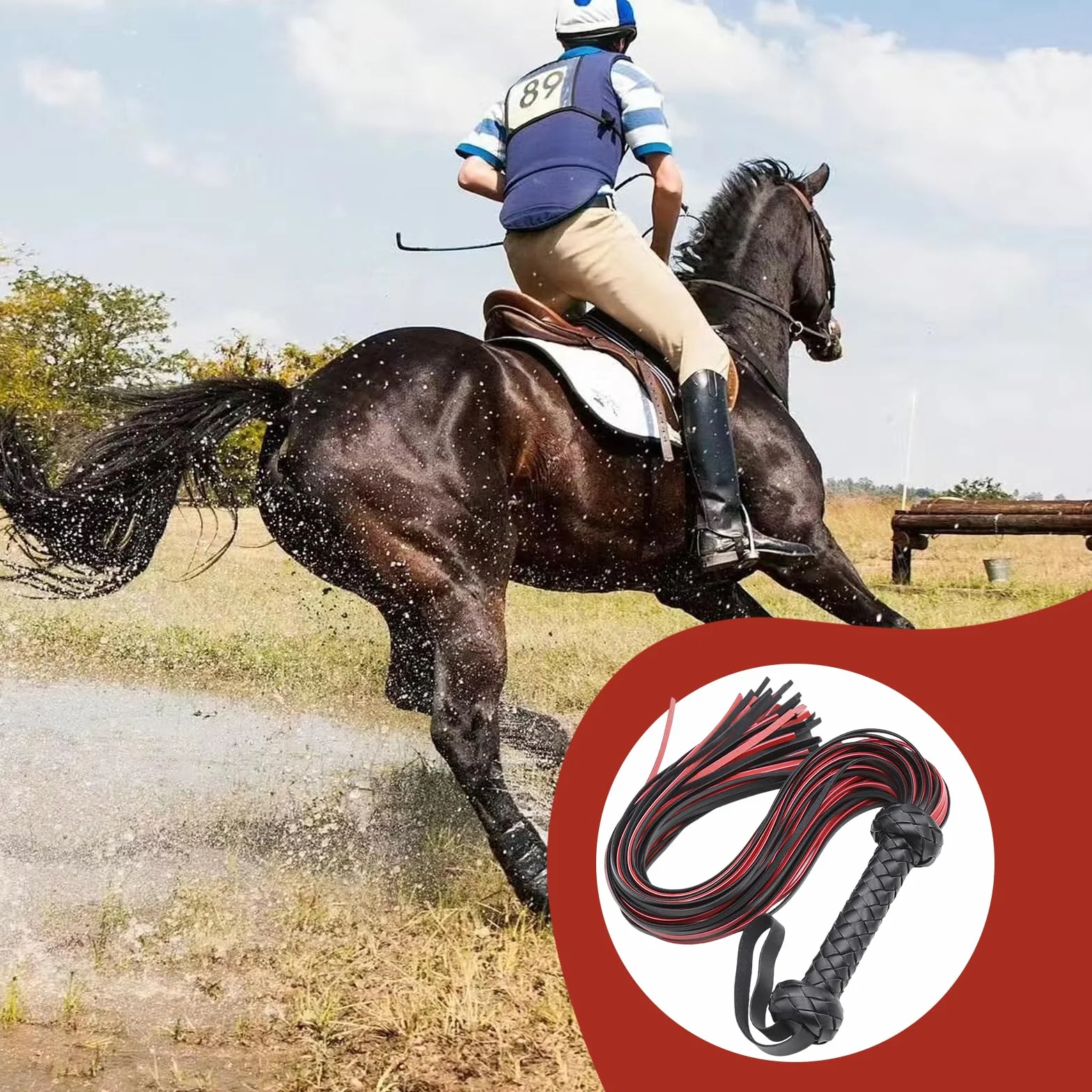 Cravache d'équitation, Fouet de Cheval en Simili Cuir pour l'équitation, fouets Doux et durables avec poignée Confortable pour l', fouets pour Costume de Cosplay
