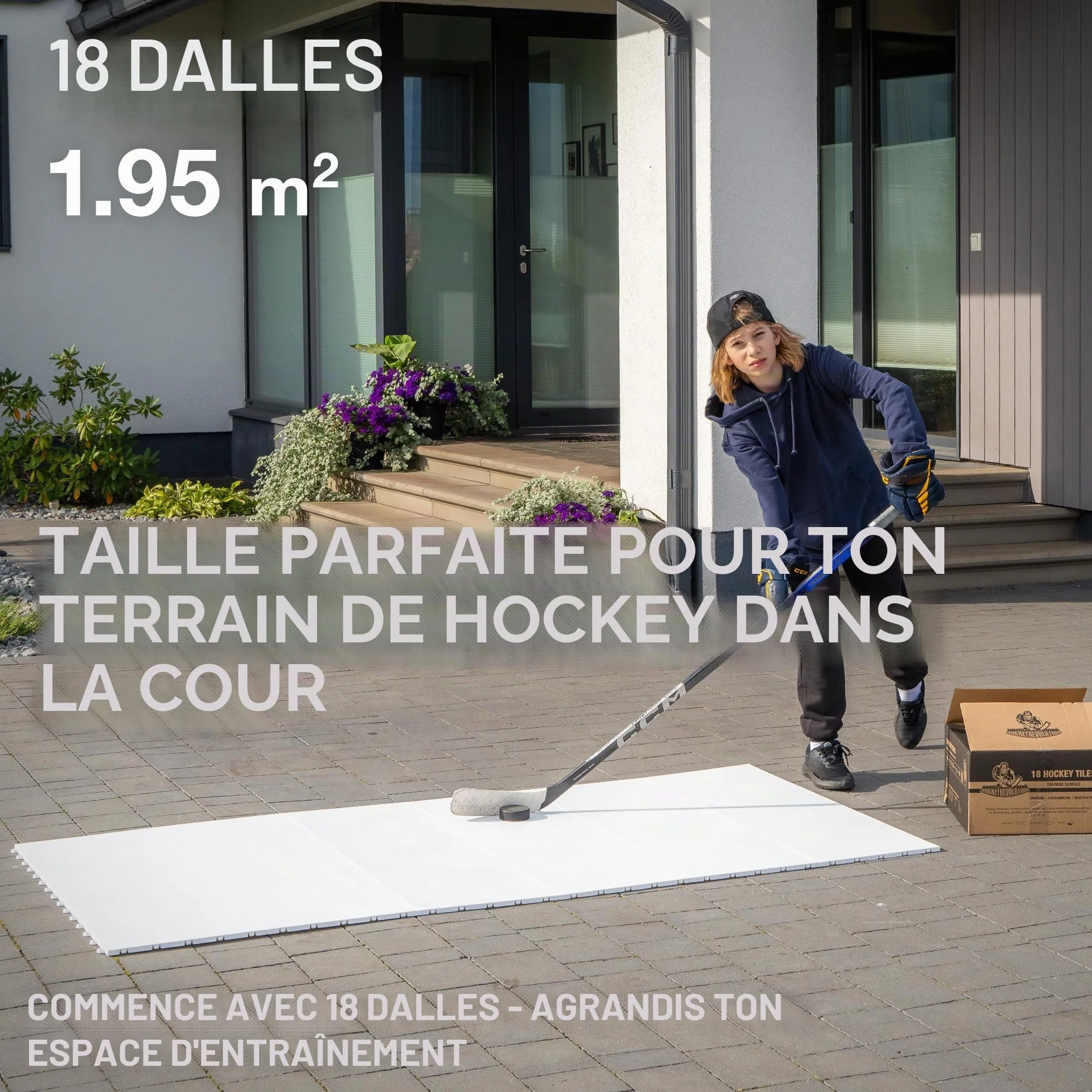 Hockey Revolution Dryland Dalles de Sol – Surface d'entraînement imbriquée Lisse pour Tirer, Passer – Intérieur et Extérieur