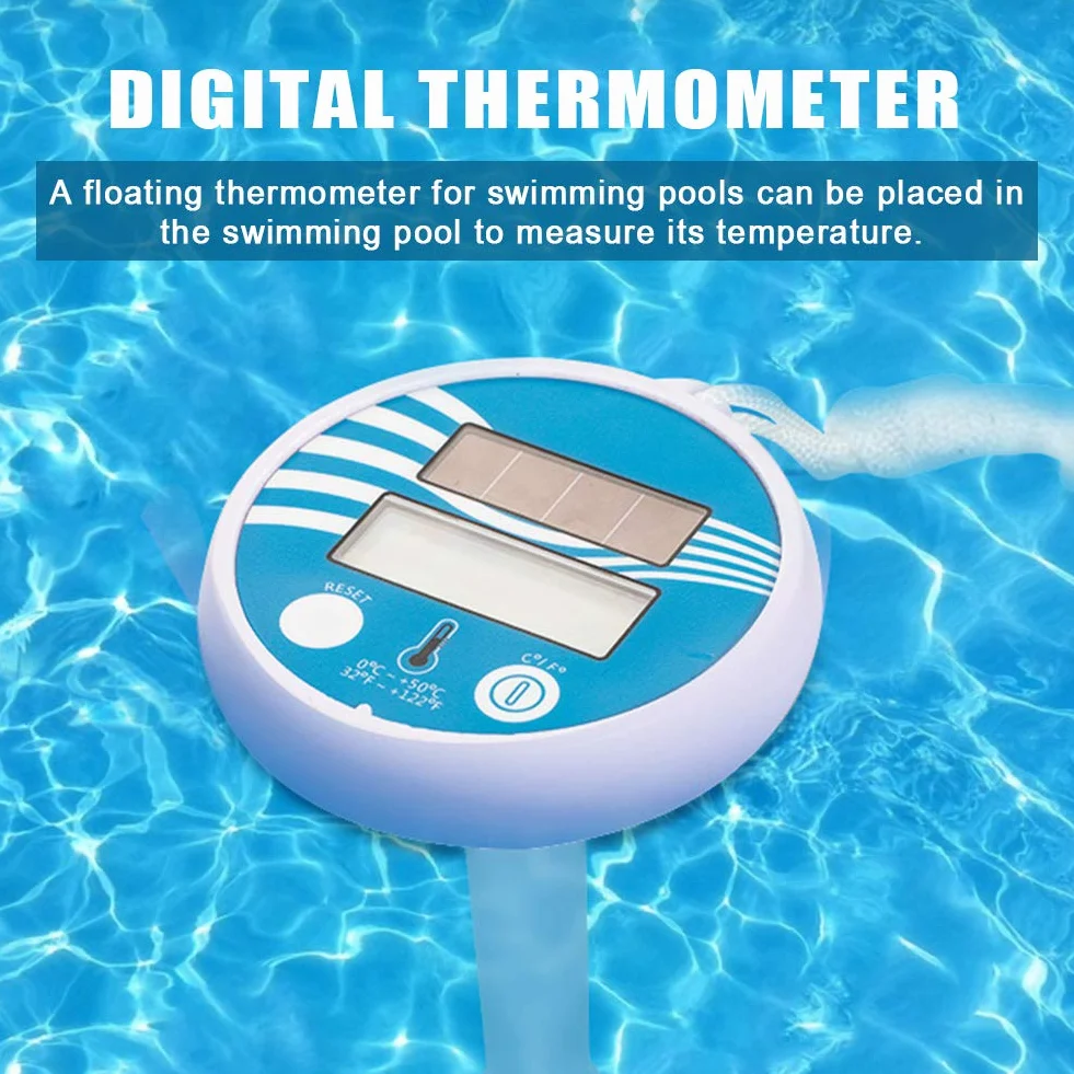 Thermomètre Piscine Flottant Numérique avec Grand Écran LCD Solaire pour Bassin Spa