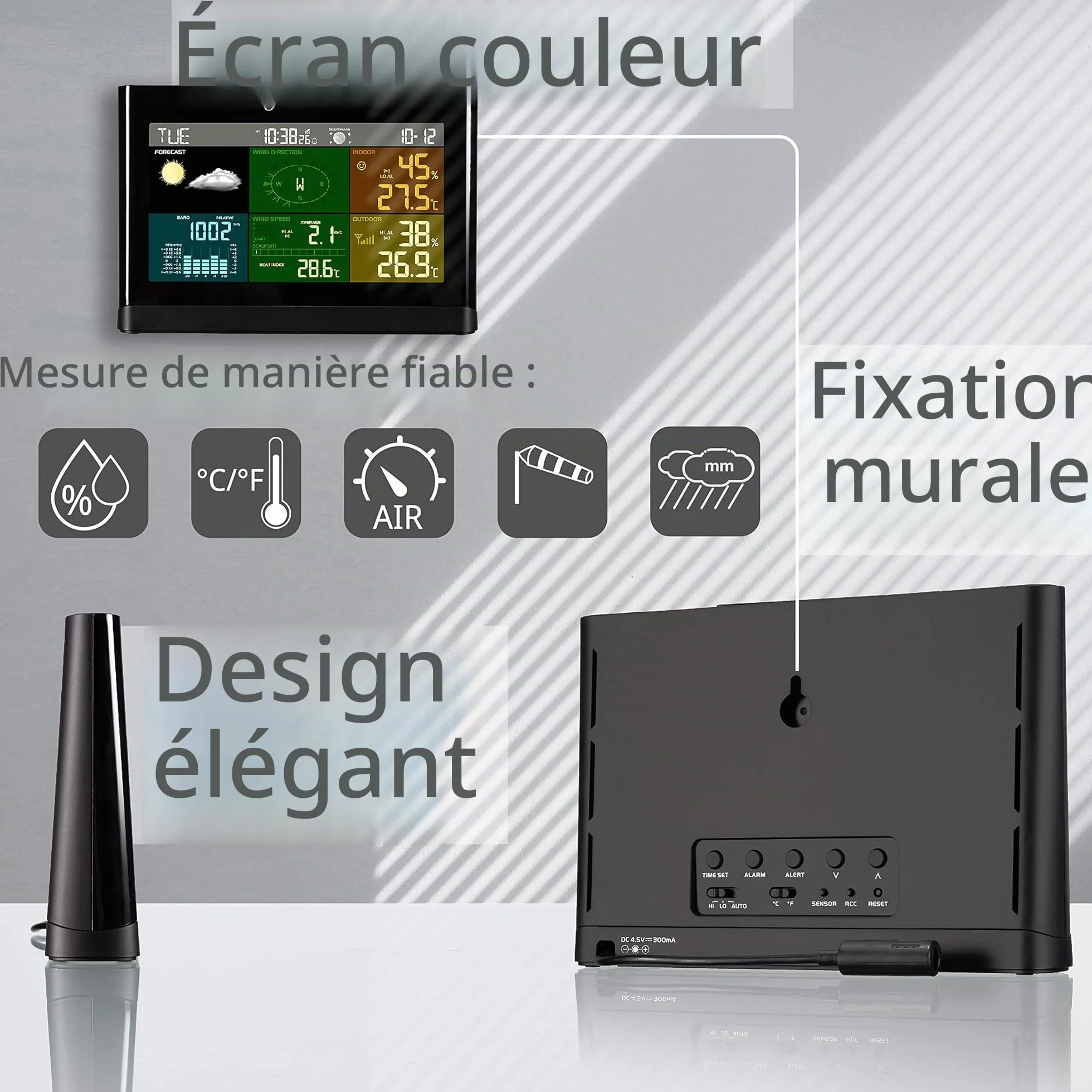 Bresser Station Météo Sans Fil 5 en 1 Capteur Extérieur 20,2 x 13,8 x 3,8 cm