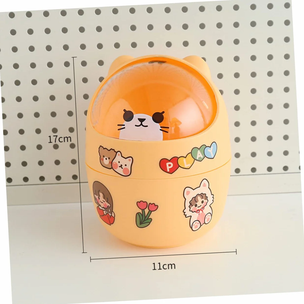 Cabilock Poubelle de Bureau Mignonne en Plastique Orange avec Couvercle Design Cartoon