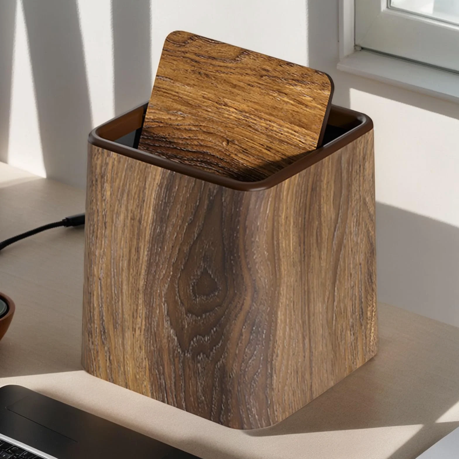 Poubelle À Grains En Bois Rétro 15,3 Cm Bureau Chambre