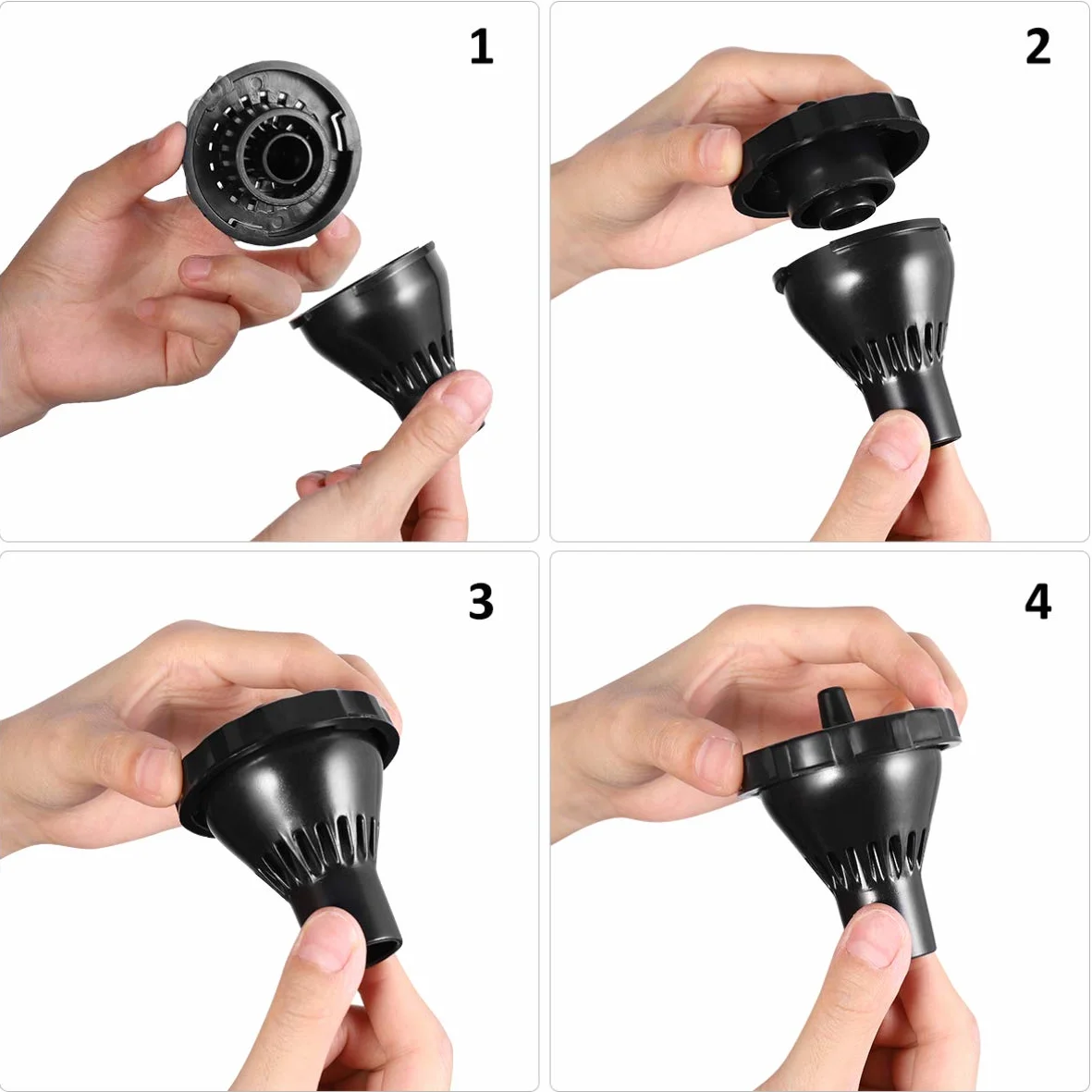 Yardwe Ensemble 9pcs Têtes de Fontaine à Eau pour Pompe Submersible, Buse Réglable en Hauteur, Plastique Noir