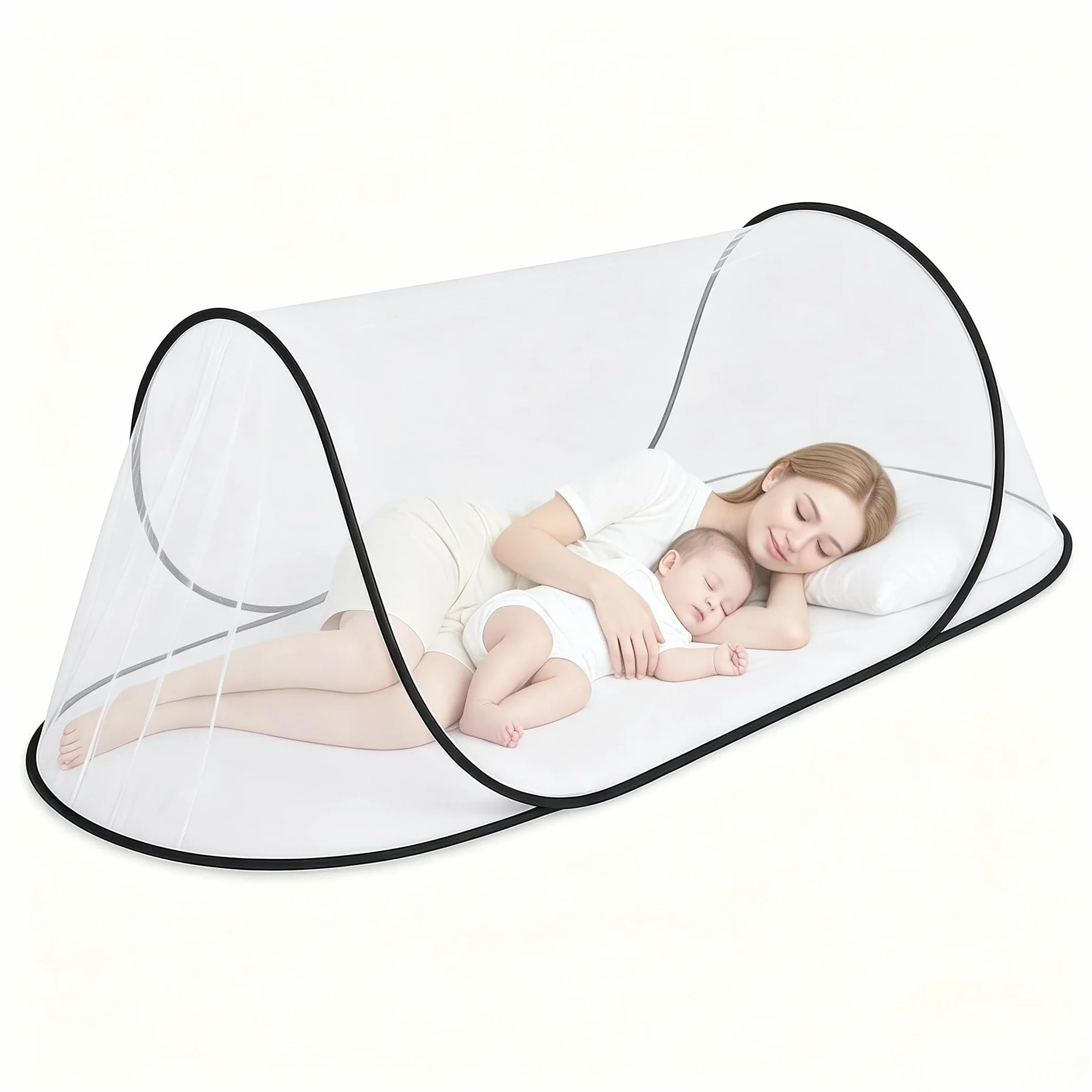 Moustiquaire Pliable, Moustiquaire de Voyage Pop-Up 200 x 80 x 56 cm, Tente avec Fermeture pour Lit Simple, Ultra Légère, Anti-Moustiques à 360°, Facile à Installer pour Camping, Dortoir et Maison