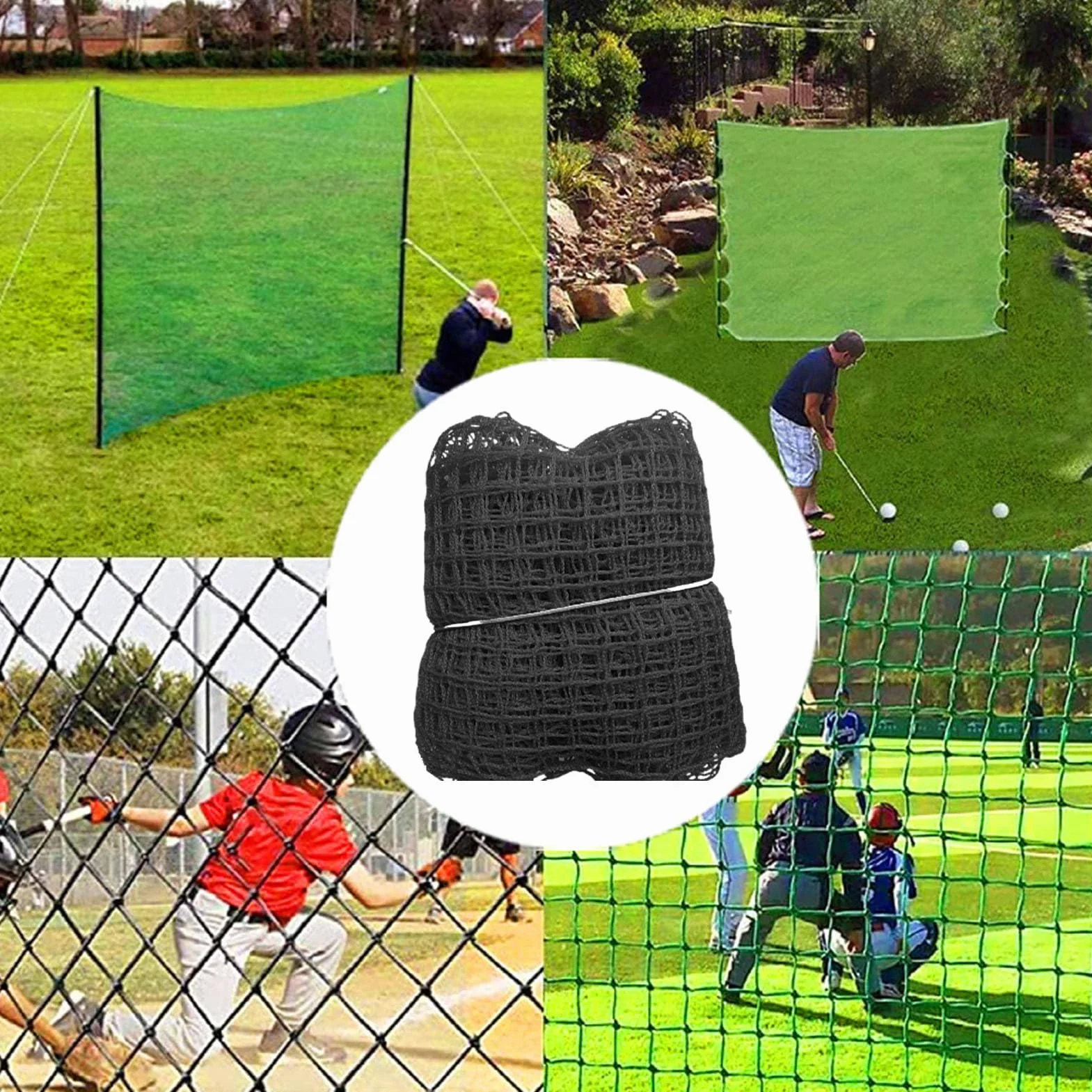 Lambo Filet d'entraînement de Baseball | Filet de Baseball Robuste Vert/Noir | Filet de Conduite Lisse, Filet de Softball Portable pour Jardin, Conduite, Utilisation intérieure et extérieure