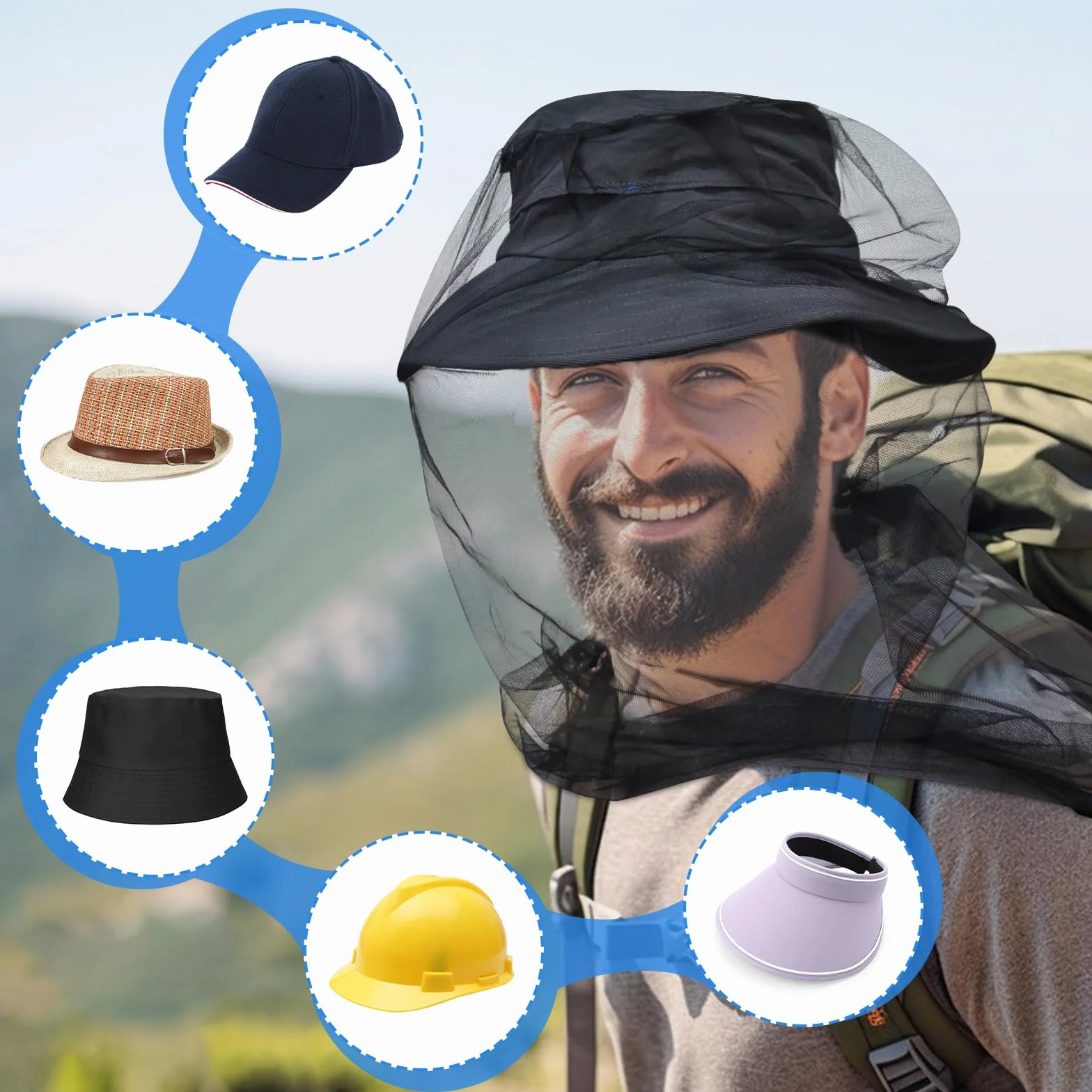 South to East Moustiquaire de qualité supérieure, 2 paquets, protection contre les mouches et les insectes, ultra large et longue, trous extra fins pour le camping, la randonnée, la finition,le safari