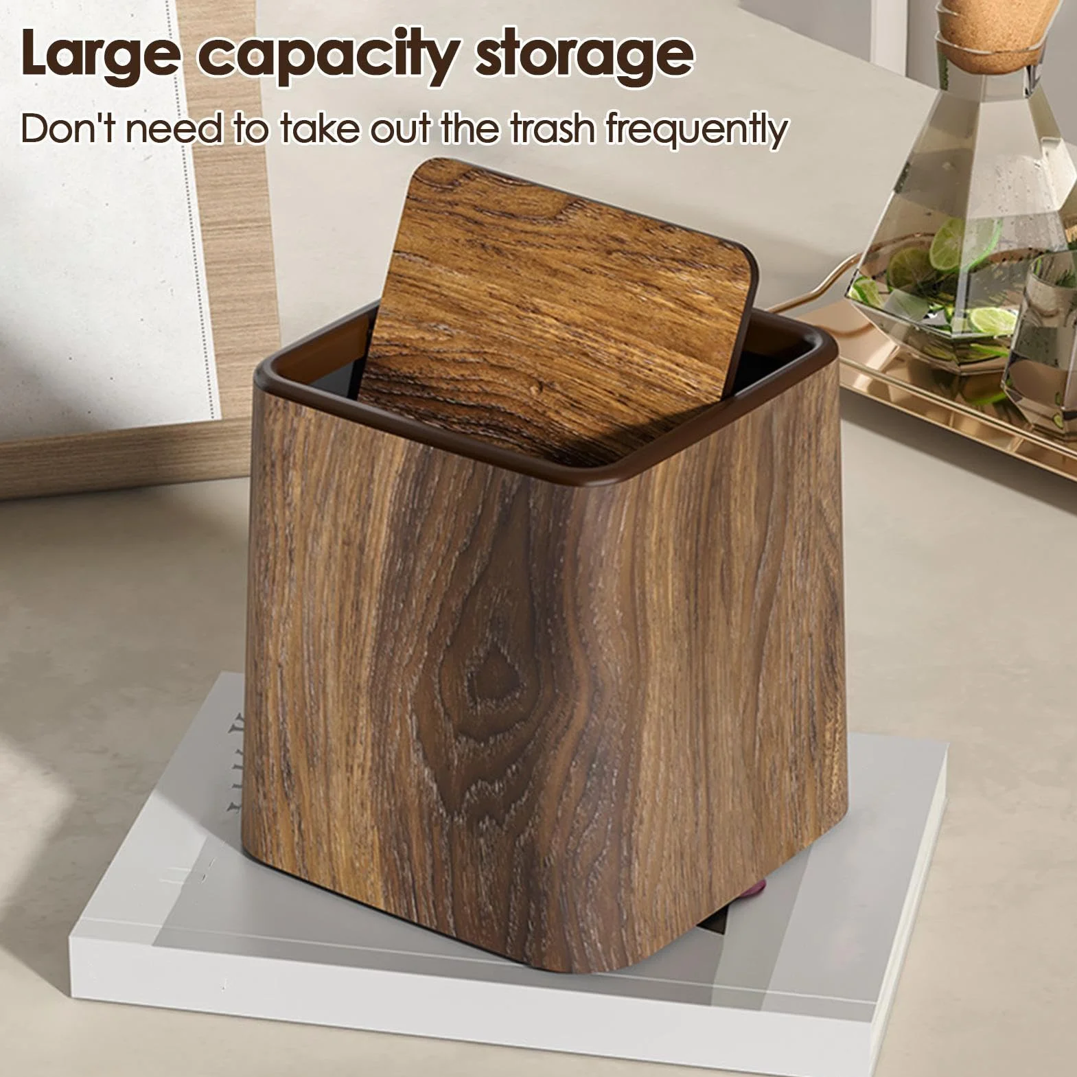 Poubelle À Grains En Bois Rétro 15,3 Cm Bureau Chambre