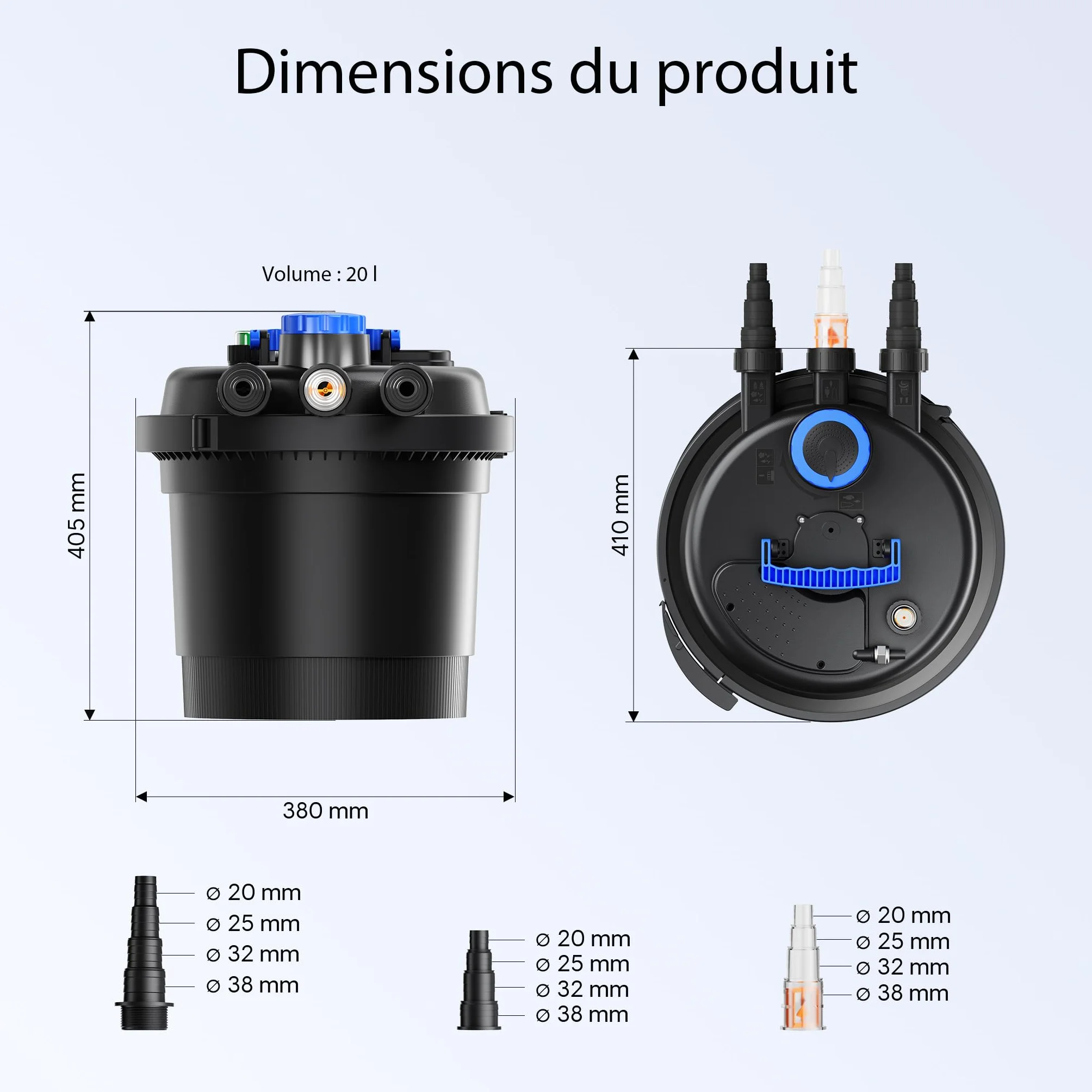 SunSun CPF-180 Filtre de bassin à pression 6000 L UV-C 11W CTF-2800 SuperECO pompe 3000l/h 10W Tuyau 25 mm 1"