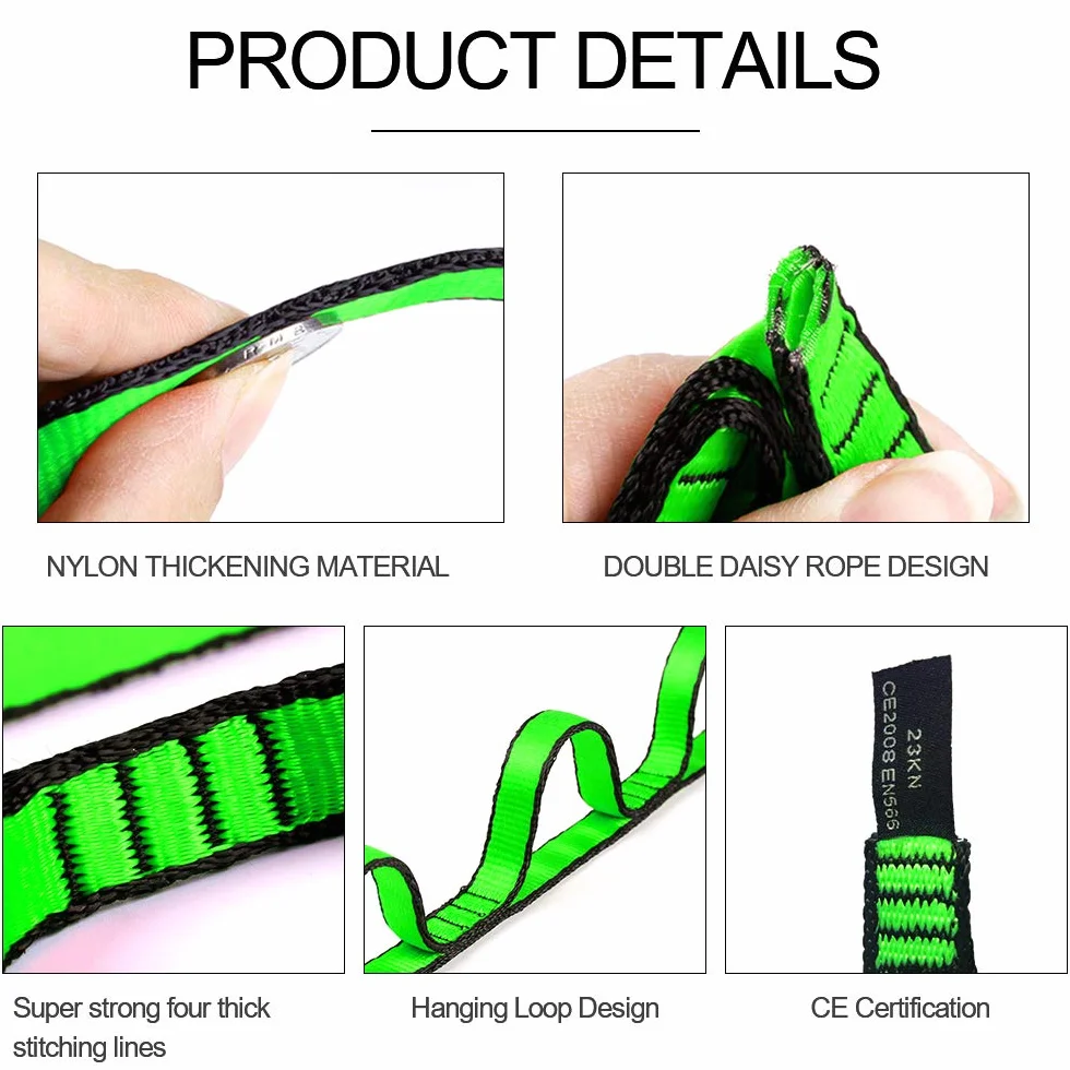 KIKIGOAL 2pcs Daisy Chains Forte D’escalade de Sangle Réglable Corde D’escalade Forte Daisy Chains Nylon Multi-fonction Yoga Strap 2 Article Daisy de Corde (Rouge, 180cm)