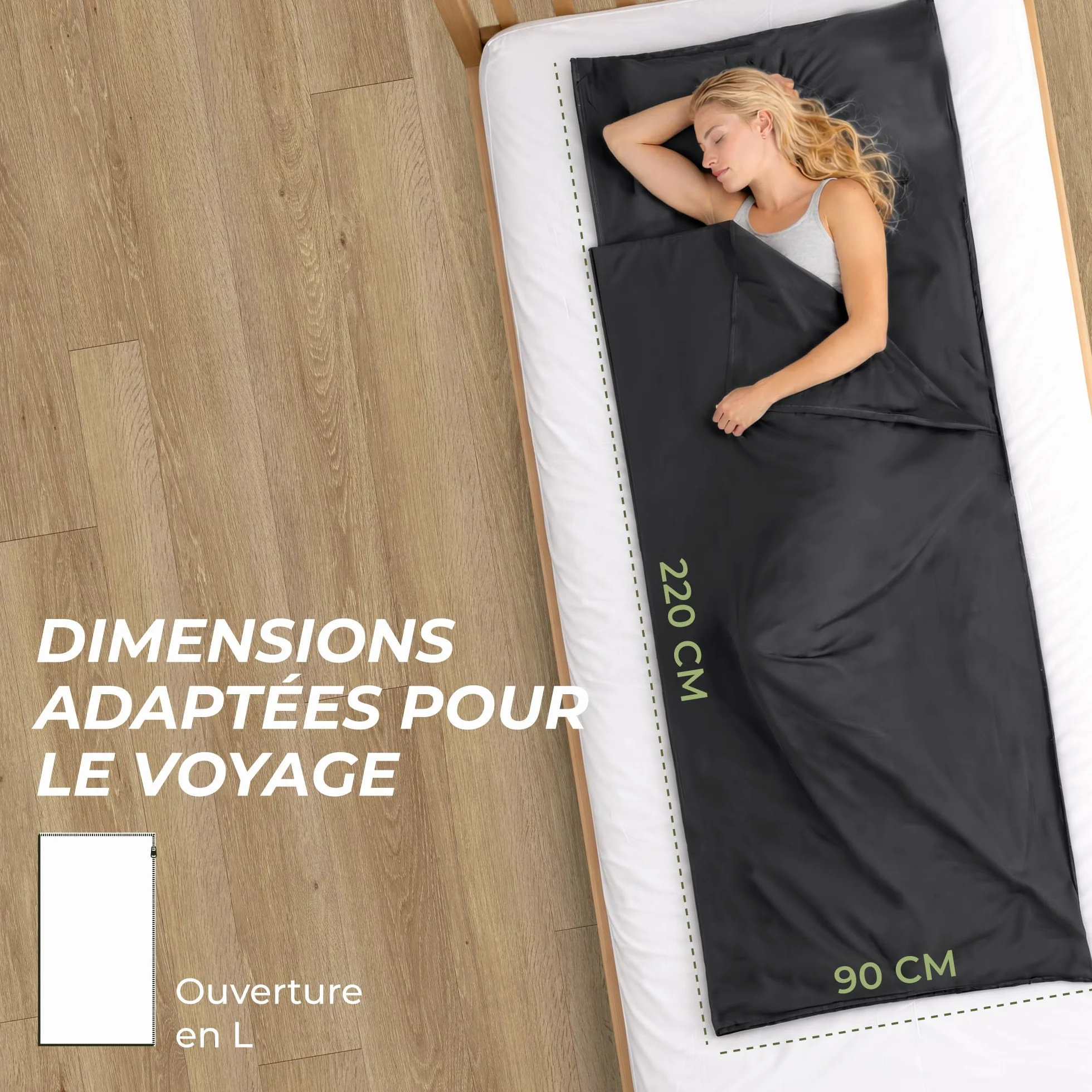 Drap de Sac de Couchage Adulte Compact Et Leger pour Voyage - Sac de Couchage Ete Microfibre, Compartiment Oreiller - Ultra Leger