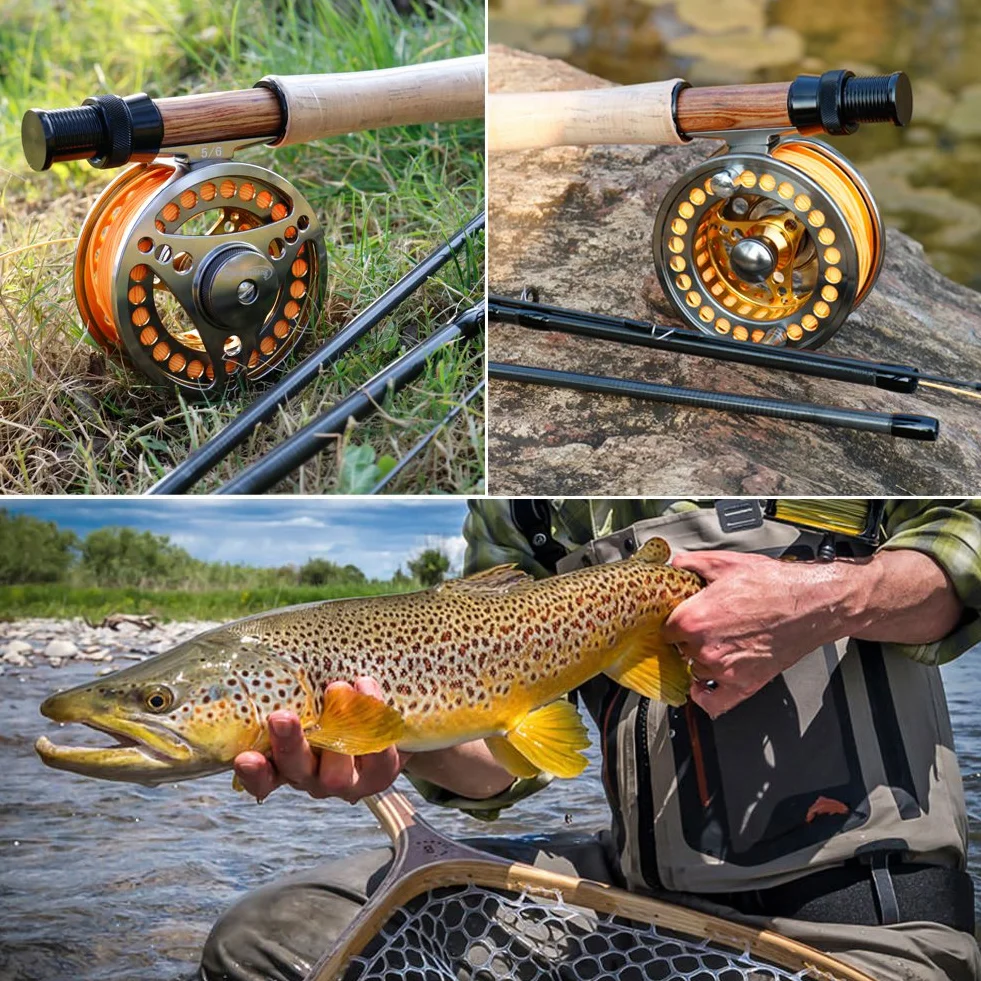 Sougayilang Moulinet de pêche à la Mouche Grand Arbre 2 + 1 BB avec Corps en Alliage d'aluminium usiné CNC et Bobine dans Les Tailles 5/6, 7/8