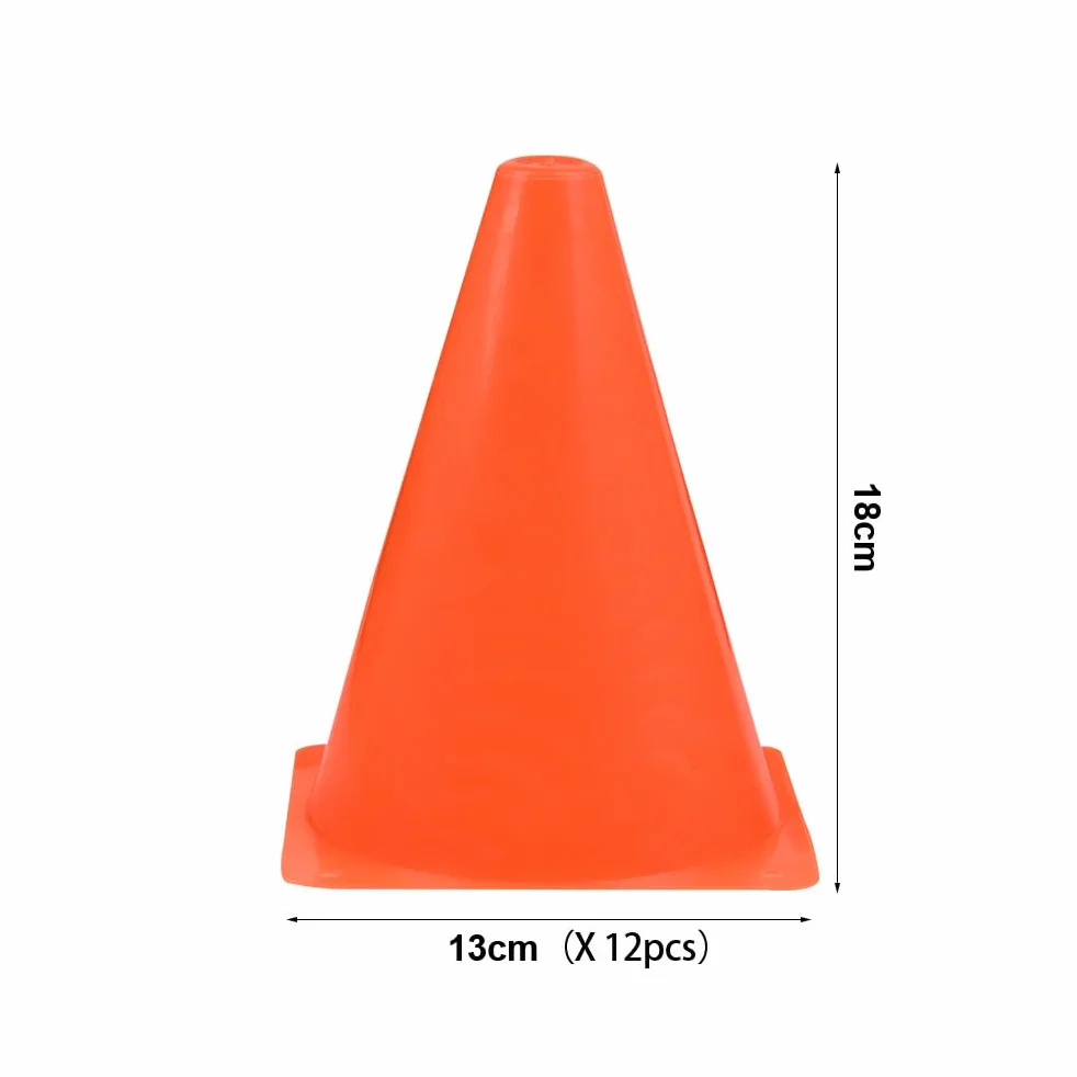 Cônes de Formation Sportive pour Football 12PCS Plastique Orange 18cm Cônes de Jeu Durable pour Enfants
