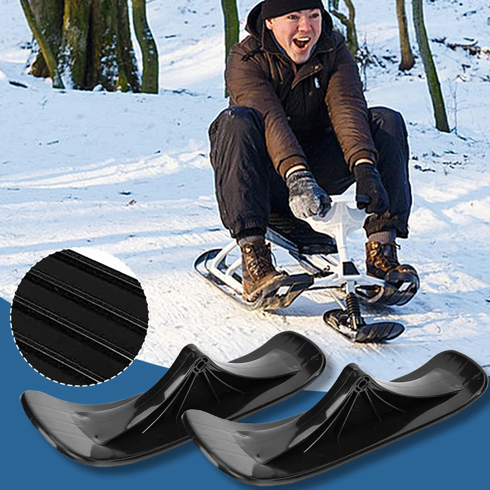 Patins de trottinette à neige, trottinette de neige, luge de trottinette, fixation de ski, patins à neige, pièces de rechange pour et adultes