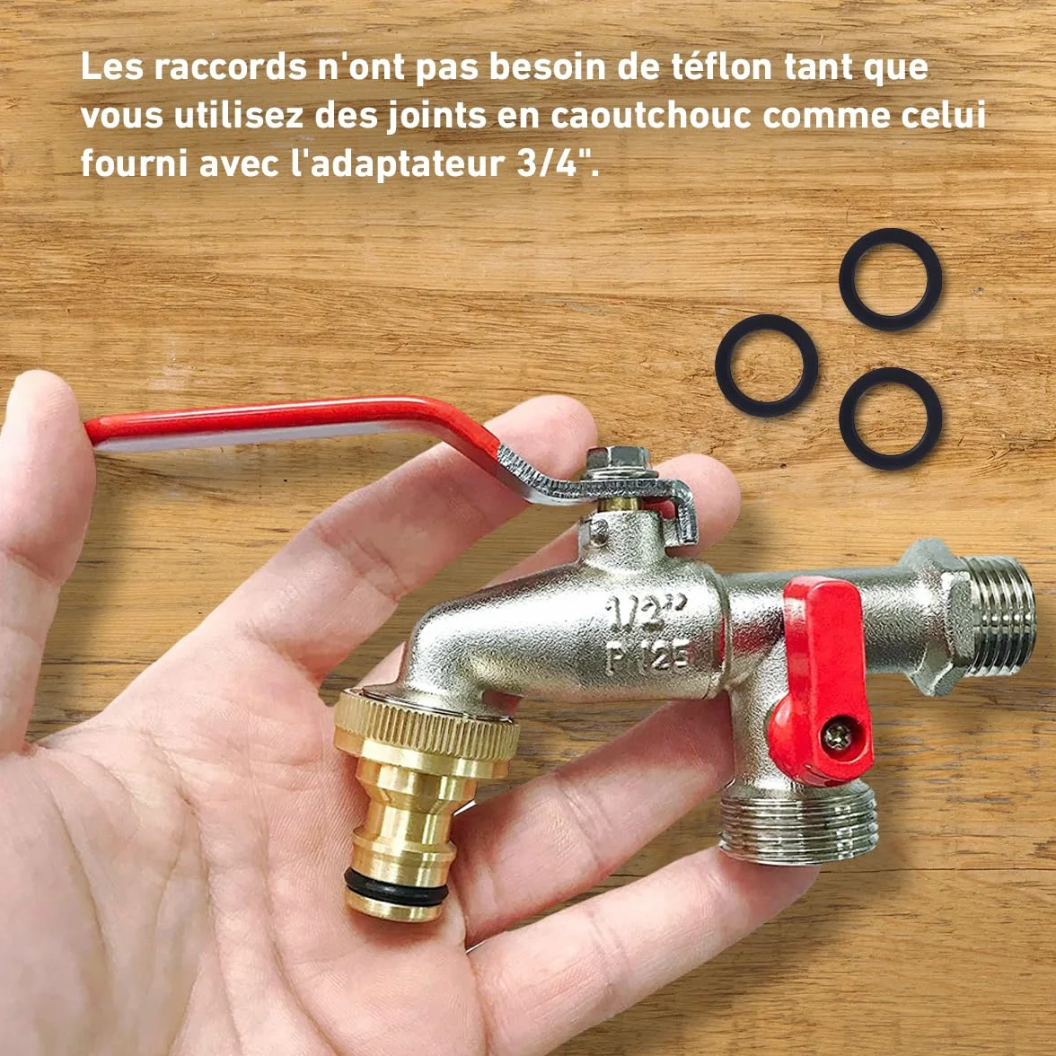 Robinet de Jardin Premium Double Sortie 1/2" - 3/4" Laiton Argent Aqua Control G6354