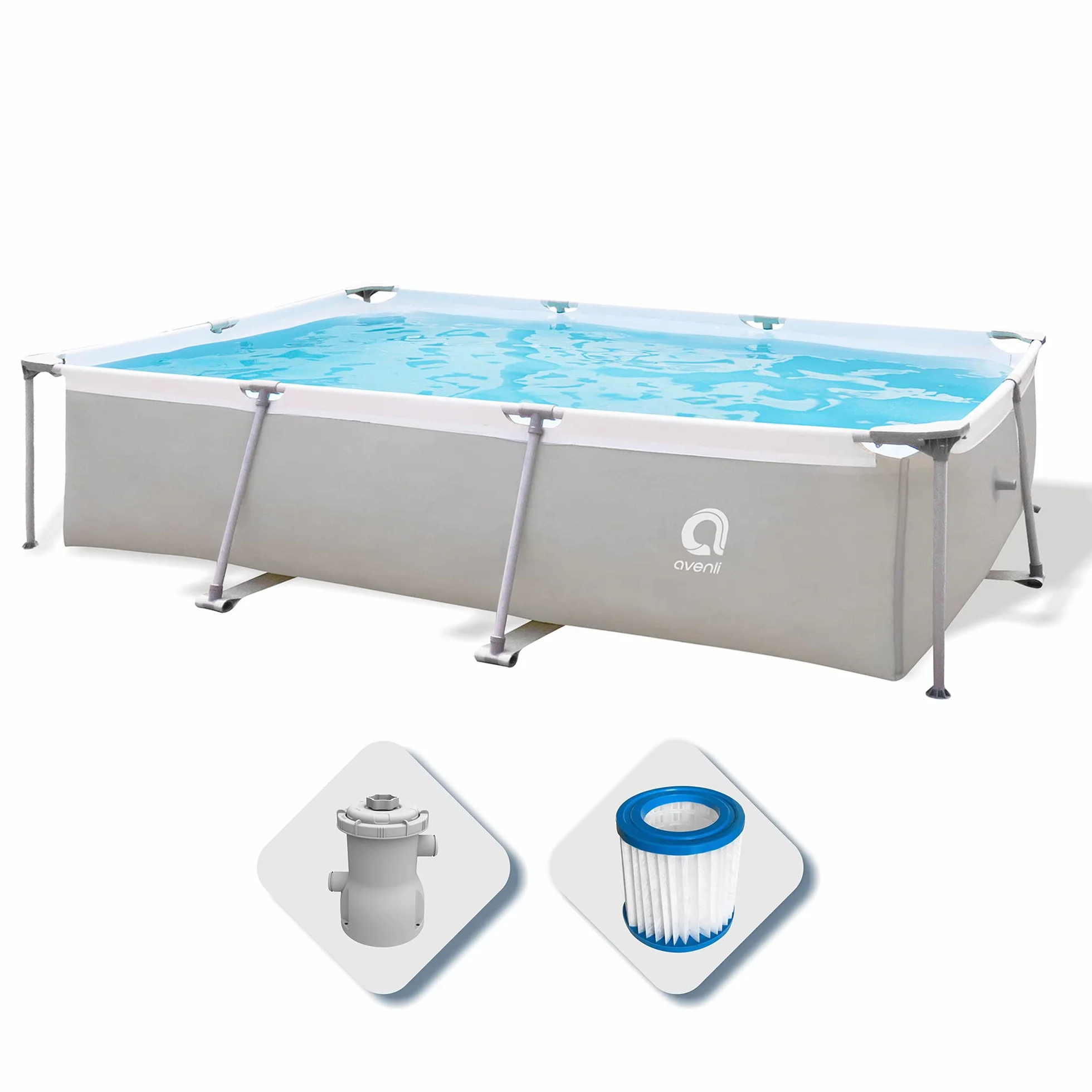 Avenli Piscine Rectangulaire avec Structure Gris